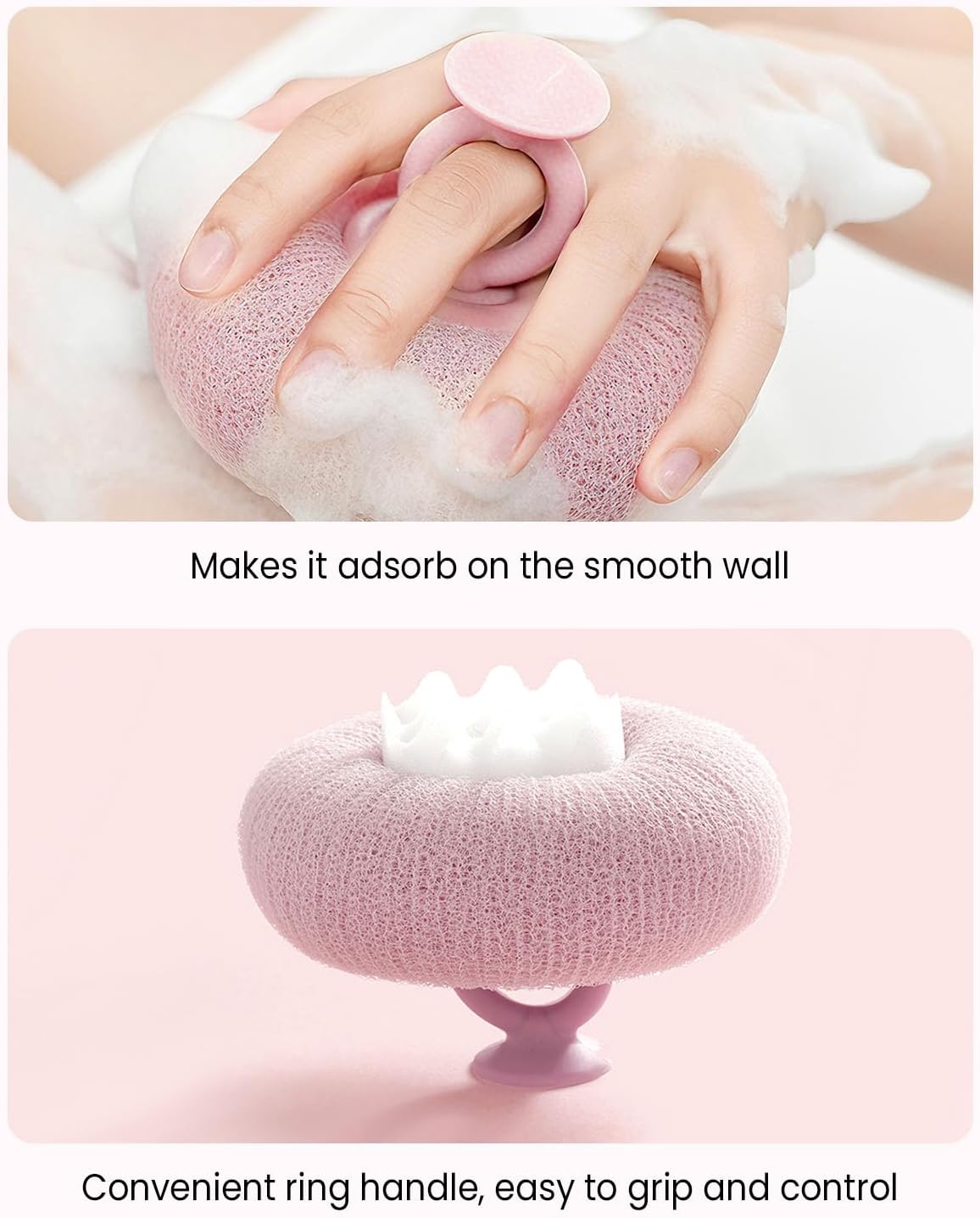 2Pcs Super Soft Sunflower Suction Cup Bath Ball, 2-in-1 Super Soft African Exfoliating Shower Towel Net Sponge Bath Ball, Exfoliating Bath Net Sponge Body Scrubber Shower Ball for Men Women (Purple)