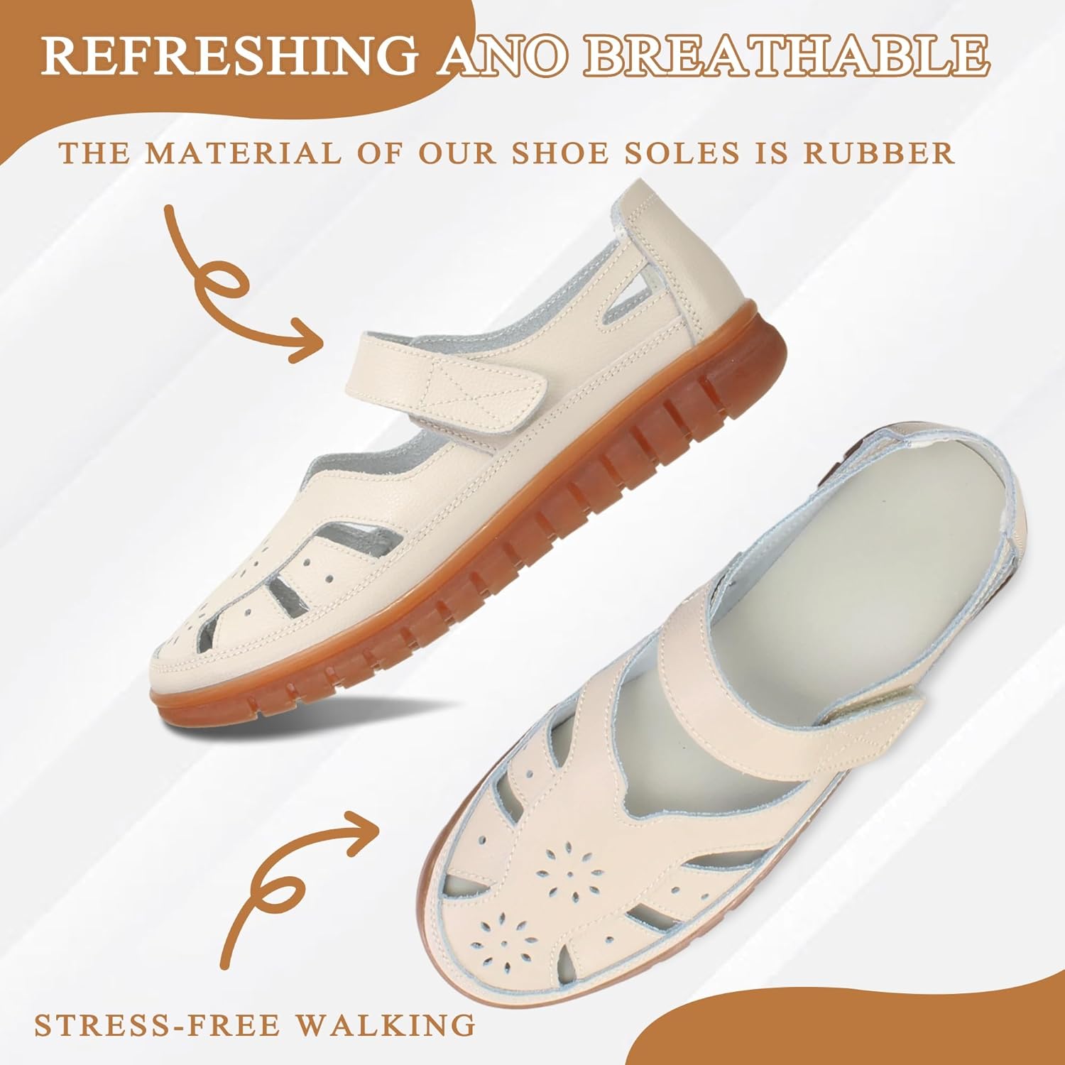 Women 's Classic Genuine Leather Casual Flat Sandal Closed Toe Fisherman Sandals Comfy Work Sandal Everyday Walking Shoe - Image 3