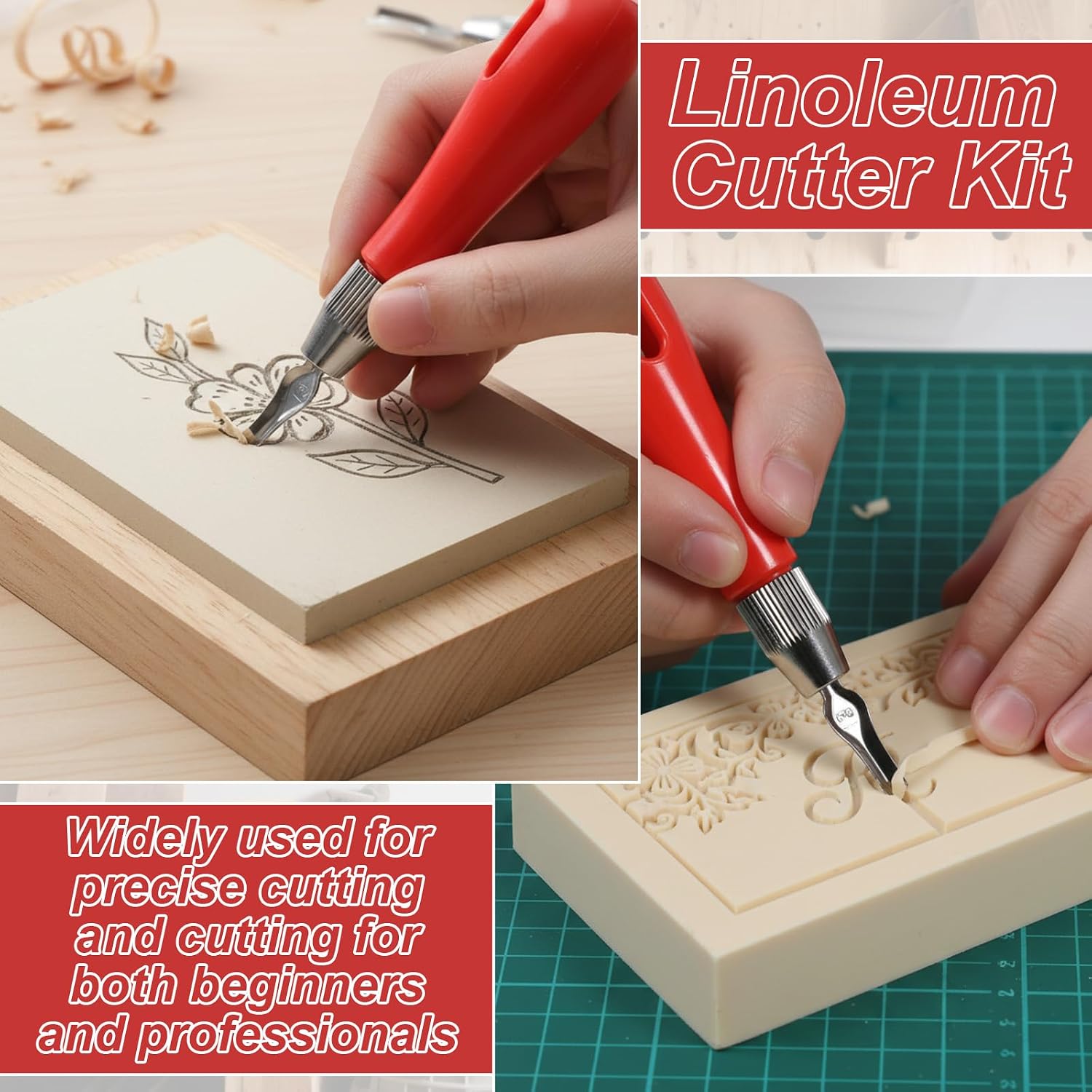 Linocut Carving Kit, Linoleum Cutter Tools Speedball Carving Tools with 6 Blades for Block Printing, Stamp Making, DIY Sculpture and Printmaking