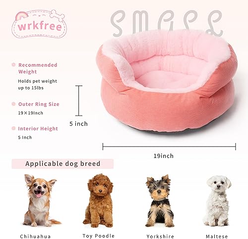 Miniatura 2 de Cama pequeña lavable para perros con lados redondos, calmante y antiansiedad, cama para cachorros de princesa rosa, de 19 pulgadas
