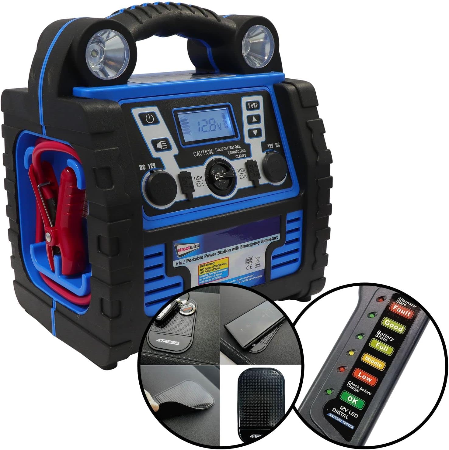 4TRESS PP19 900 Amp 6In1 Emergency Jump Starter with 12V Air