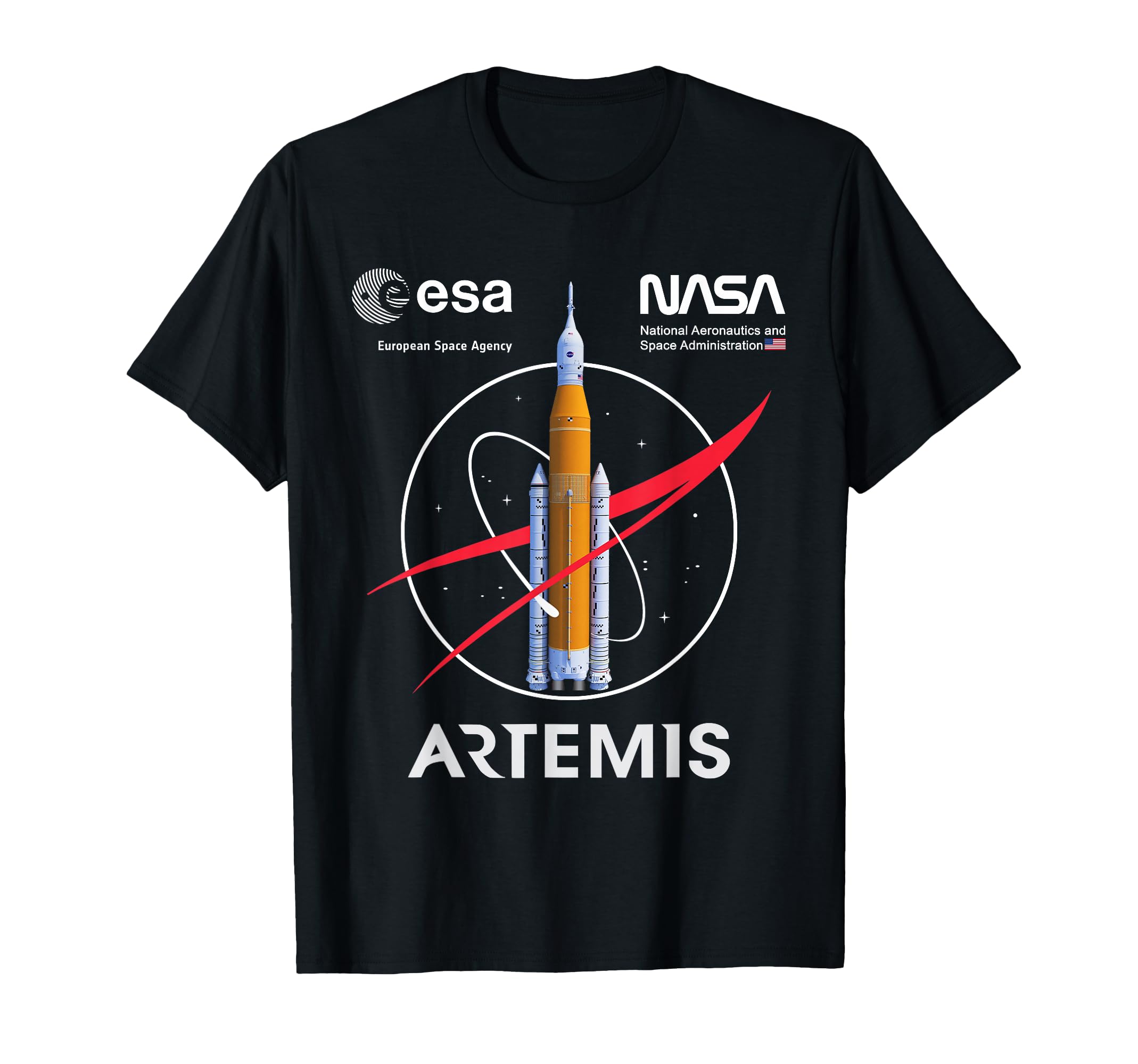NASA Artemis Mission SLS Worm and ESA Logo T-Shirt