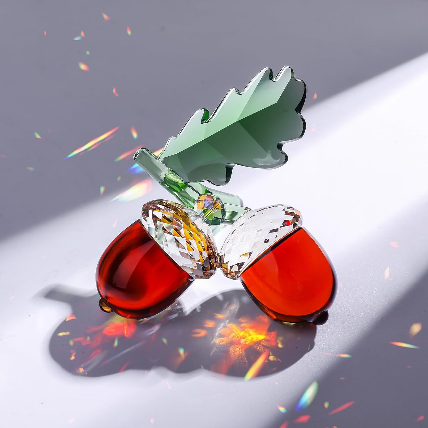 LONGSHENG - SINCE 2001 - Pinecone Crystal Figurines - Amber Glass Pinecone Christmas Decor Statue Gifts Office Table Desk Decorations Collectible Figurines Crystal Paperwight