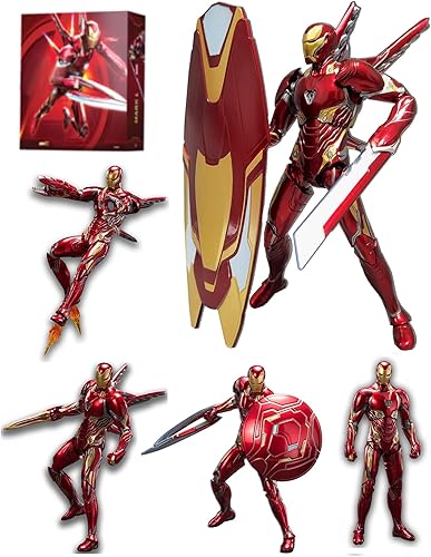 OVONNI Figura de acción coleccionable MK50Ironman de 7 pulgadas (versión Deluxe), todas las articulaciones móviles, accesorios para múltiples armas