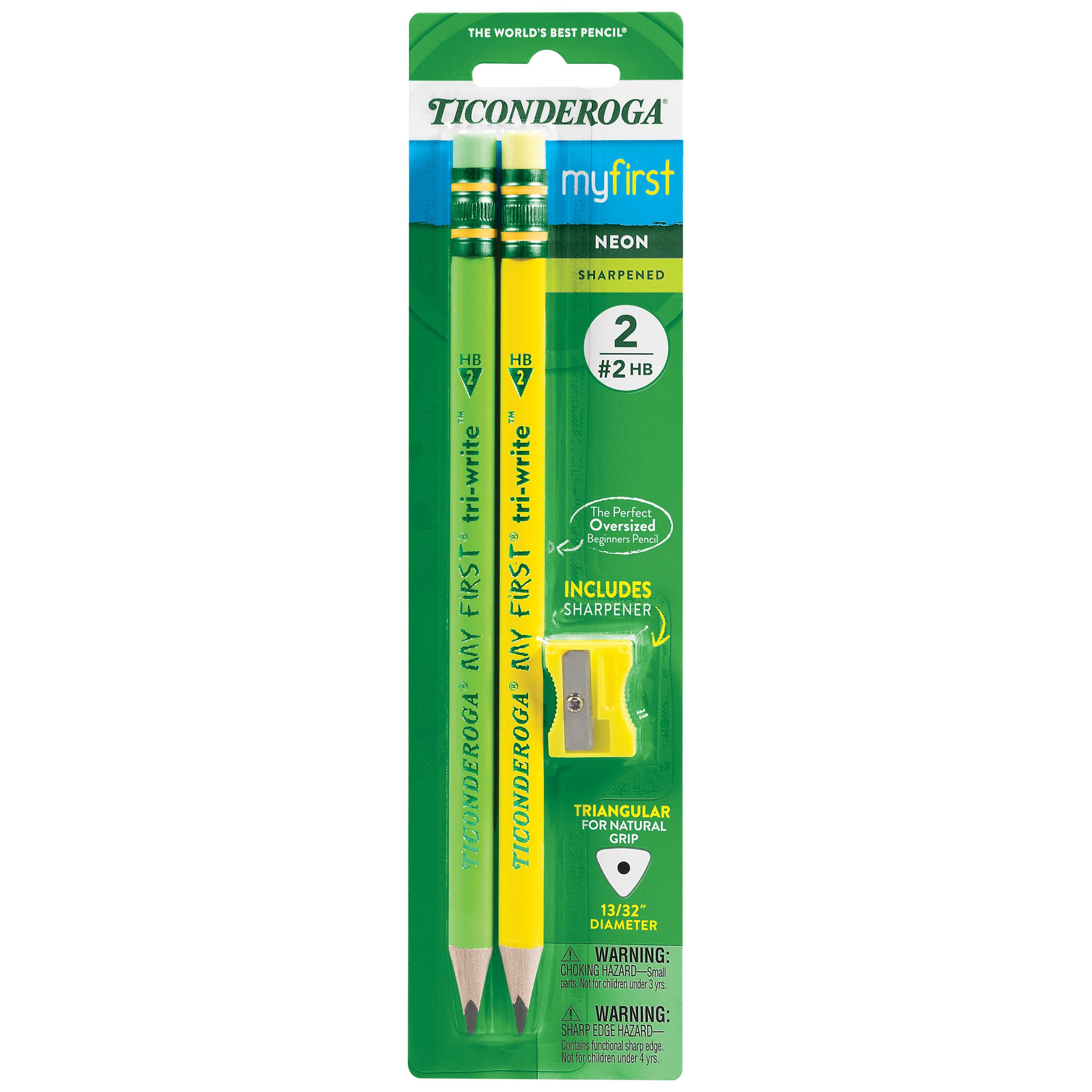 TiconderogaMy First Tri-Write Wood-Cased Pencils, Neon Colors, 2 Count, 6 Packs (X13002)