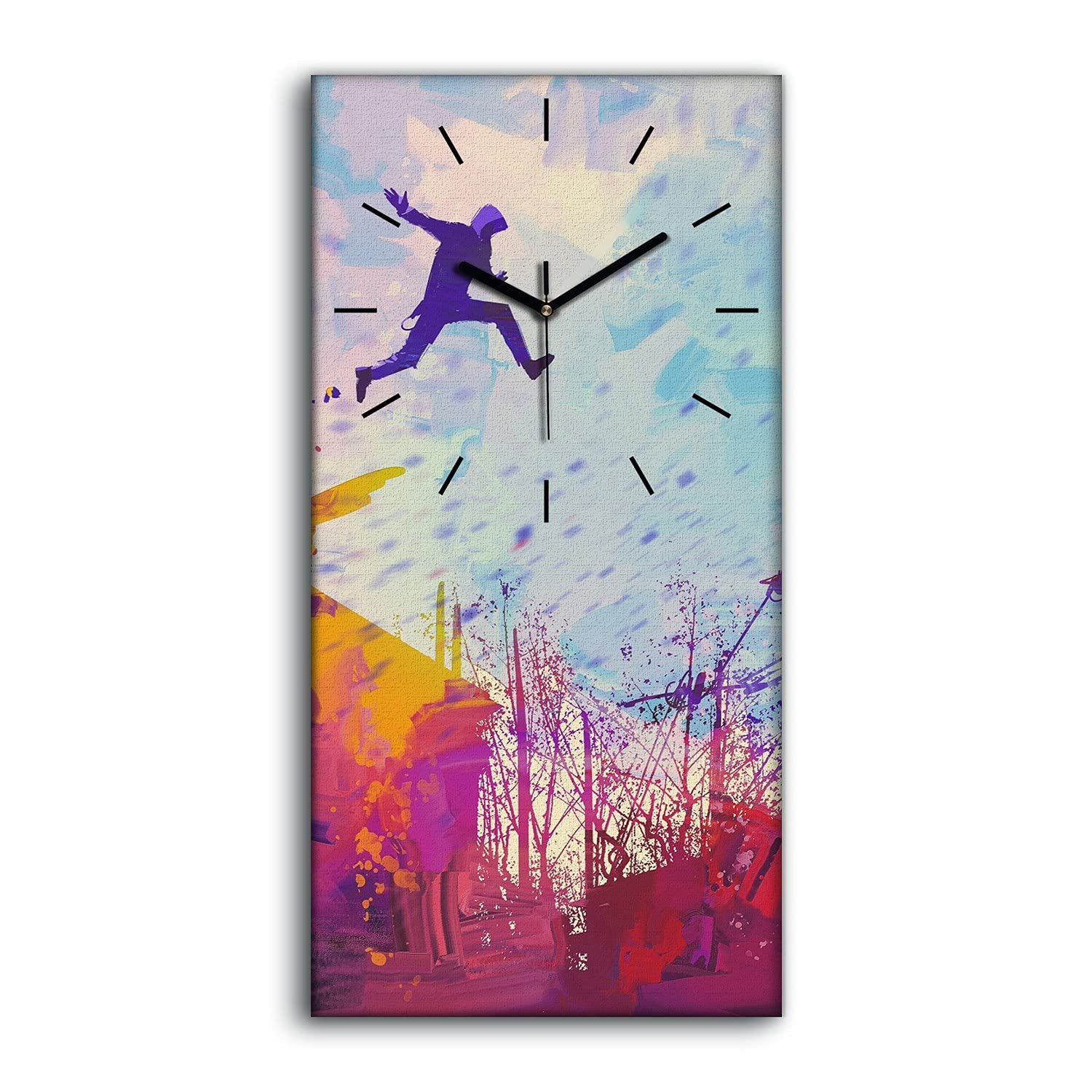 Horloge sur Toile 30x60cm l'Homme Saute au Toit Cadran Silencieux
