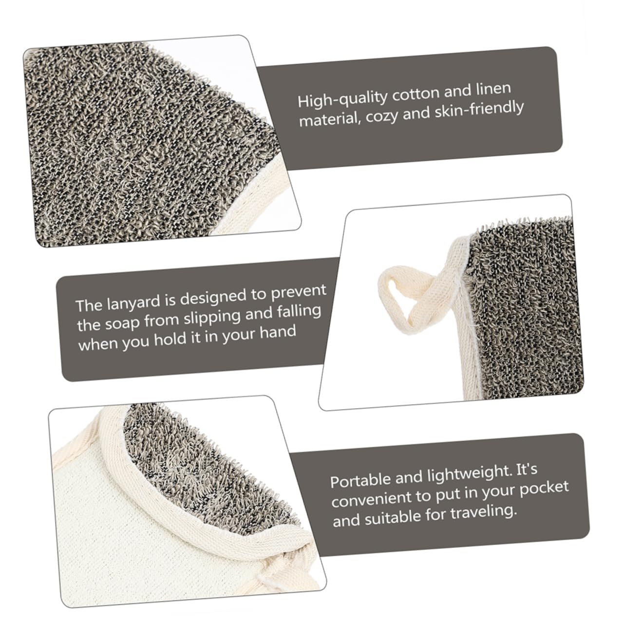 5pcs Black Linen Soap Pouch Net Bags for Exfoliating Foaming Face Cleaning and Bath Use