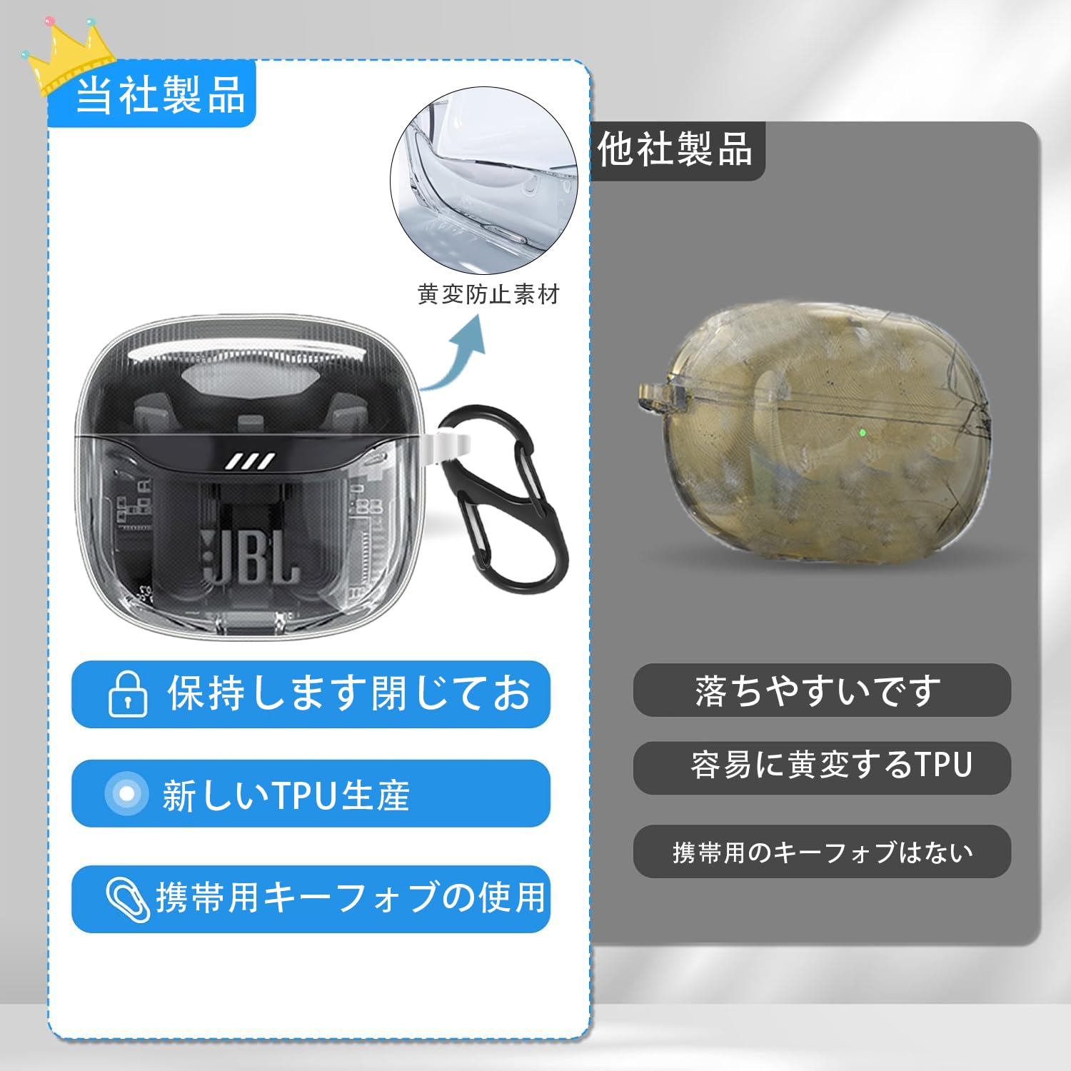 Amazon | For JBL TUNE FLEX 2 ケース カバー【HNWEIWEI】 透明 TPU