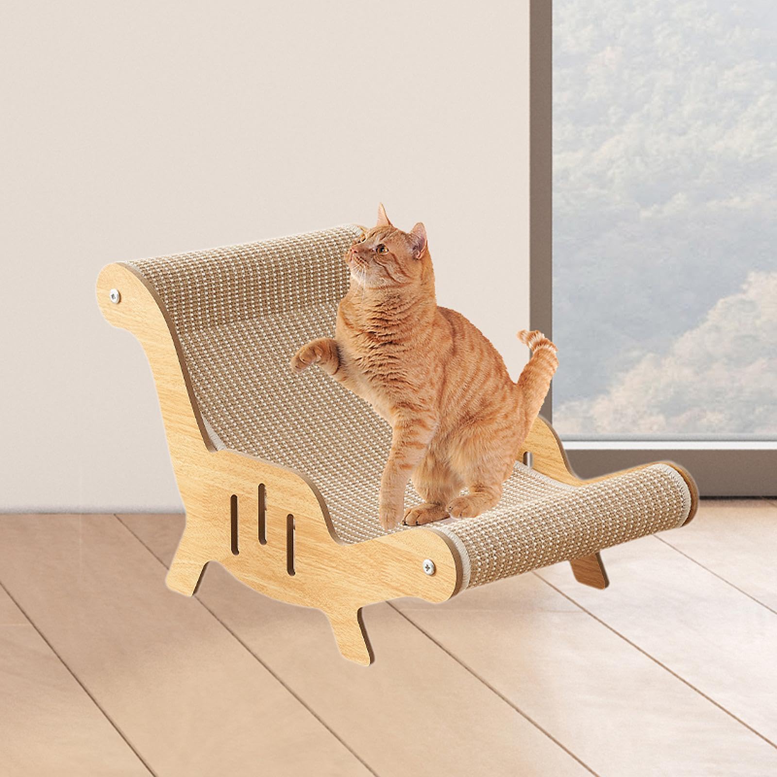 Fauteuil d'intérieur pour Chat - Un Espace Unique pour se détendre avec Un griffoir en sisal, Alliant Confort et décoration. Ce Fauteuil en sisal, Brun, 32 x 53 x 31 cm