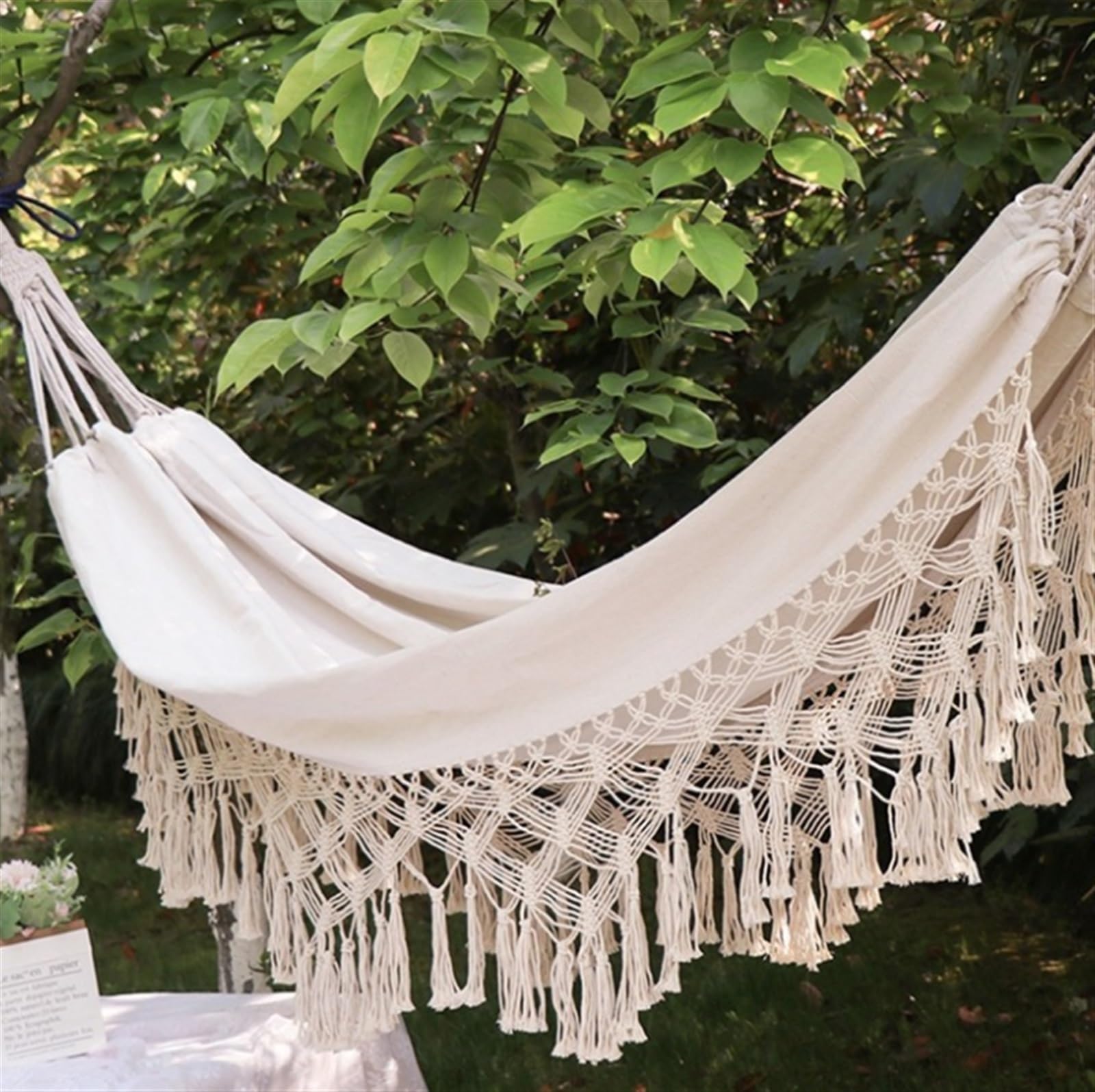 Hamak Ultralekki, Hammock 150x200 Cm Kryty Odkryty Hamak W Stylu Boho Makrama Duże Płótno Miękkie Hamaki Łóżko Dla Dwóch Osób Domu na Kemping, na Zewnątrz