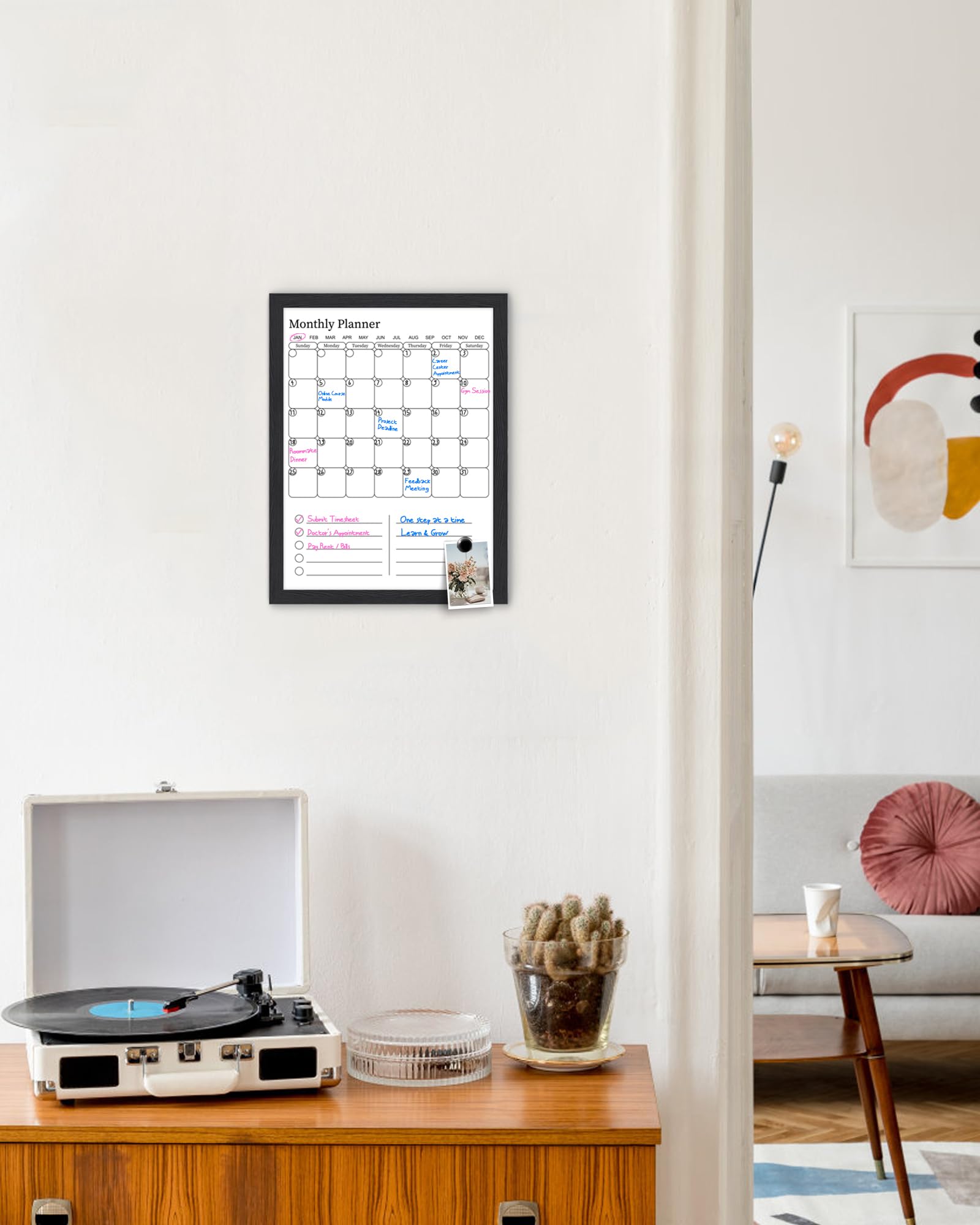 Aitakatta Dry Erase Calendar for Wall, 17x13 inches Magnetic Surface Calendar Whiteboard, 2-in-1 Planner, Vertical Layout to Do List with Black Wooden Frame(YL-SHU-BK,4333) - Image 4