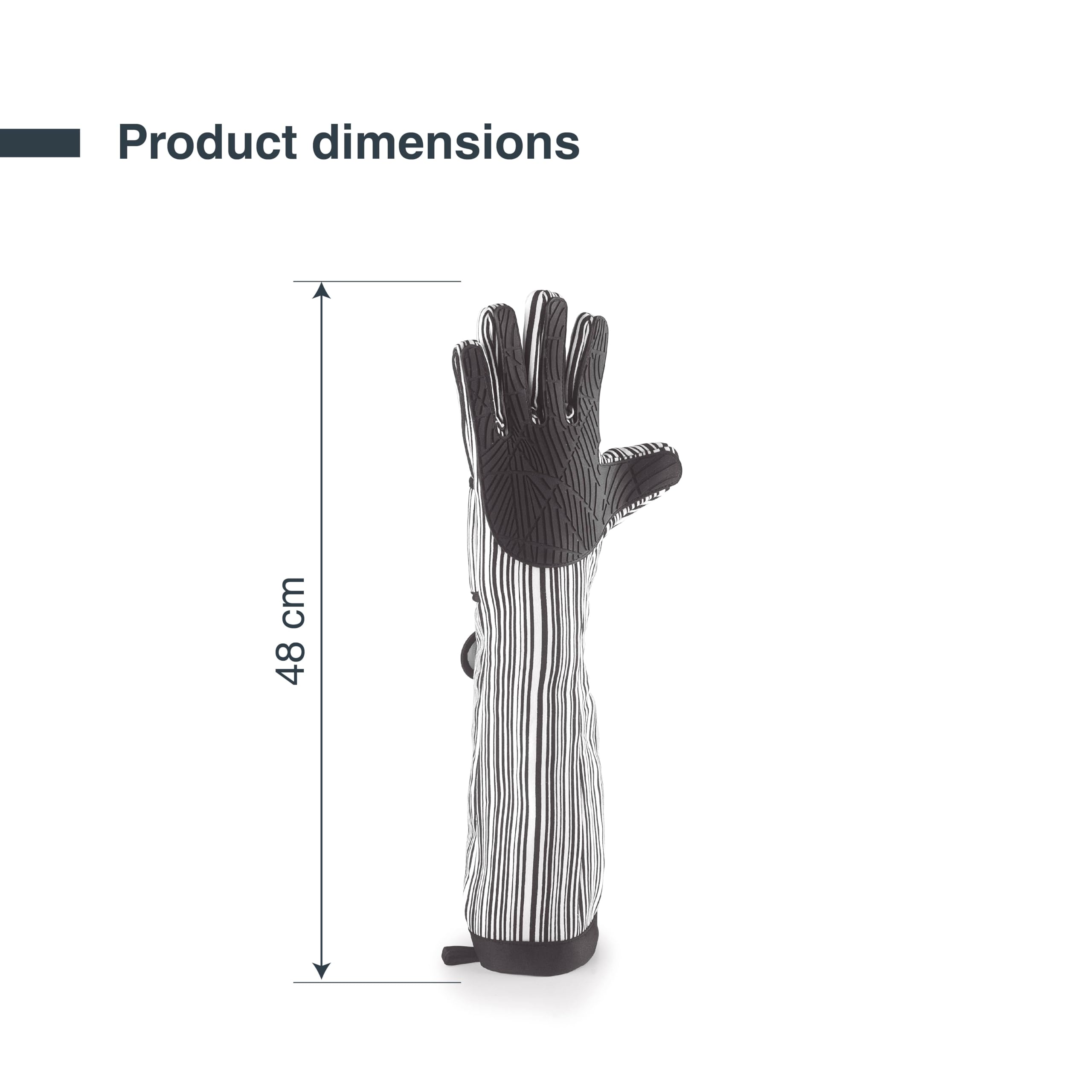 Lacor - 60068 - XL Ofenhandschuhe, Ofenhandschuhe Küche, maximale Sicherheit, hohe Hitzebeständigkeit, Baumwolle mit doppelter Polsterung, Silikon und Polyester, waschmaschinen- und trocknergeeignet, 48 cm, schwarz | Langlebiges Profi-Utensil; entwickelt