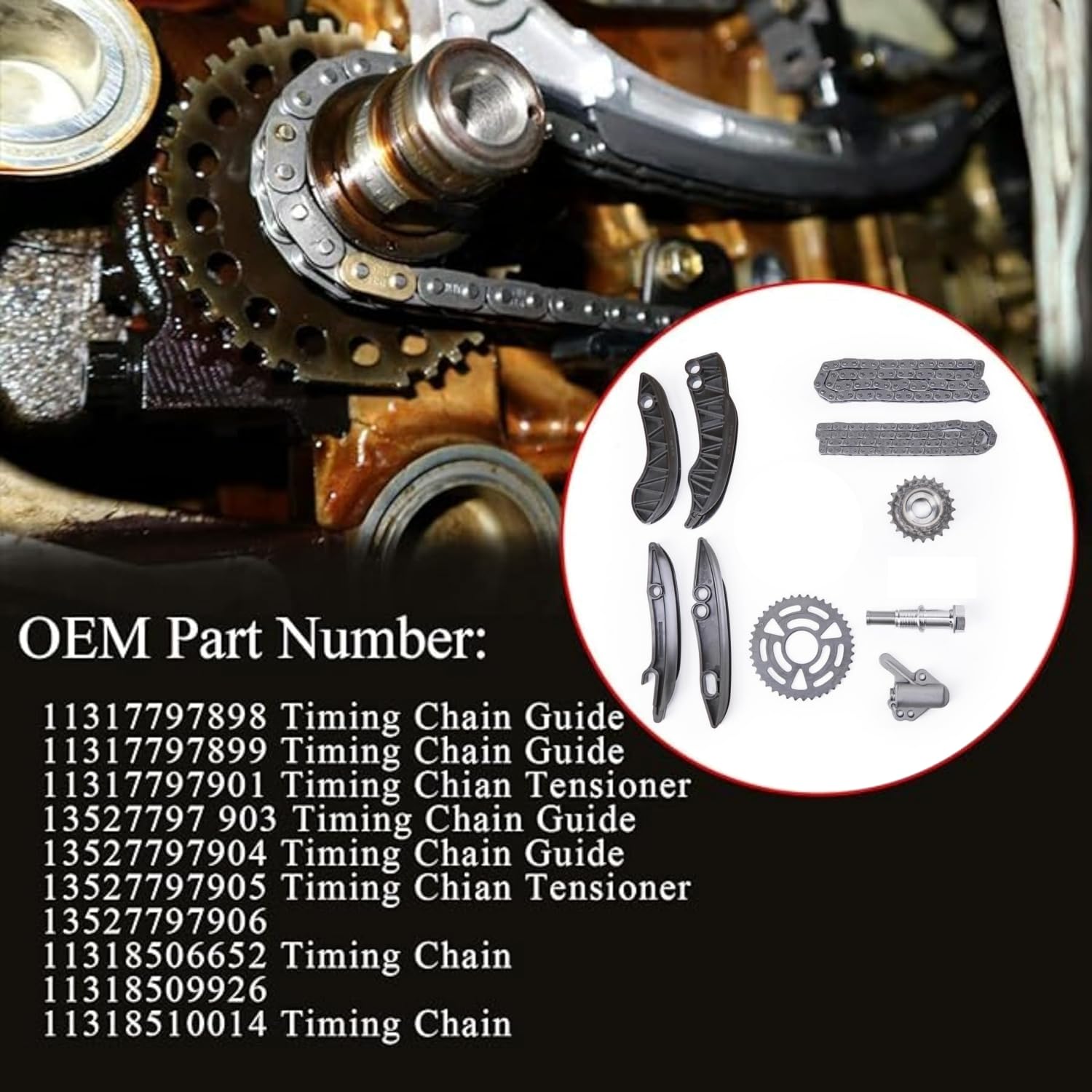 11317797898 Juego de cadena de control de repuesto para N47 118d 120d 318d 520d X1 16d X3 18d N47 Diesel 11317797901 13527797905