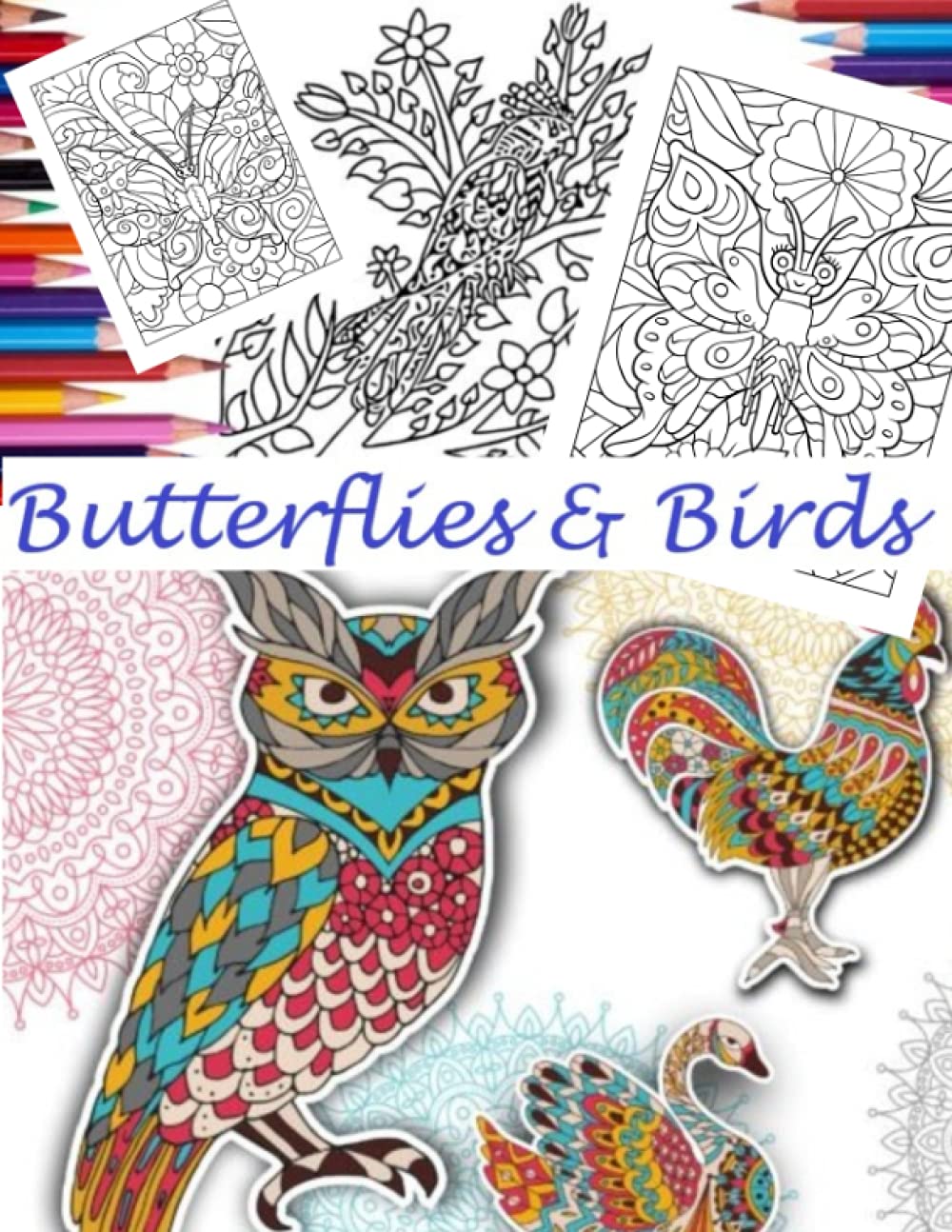 Butterflies & Birds: Coloring Book For Ages 11+