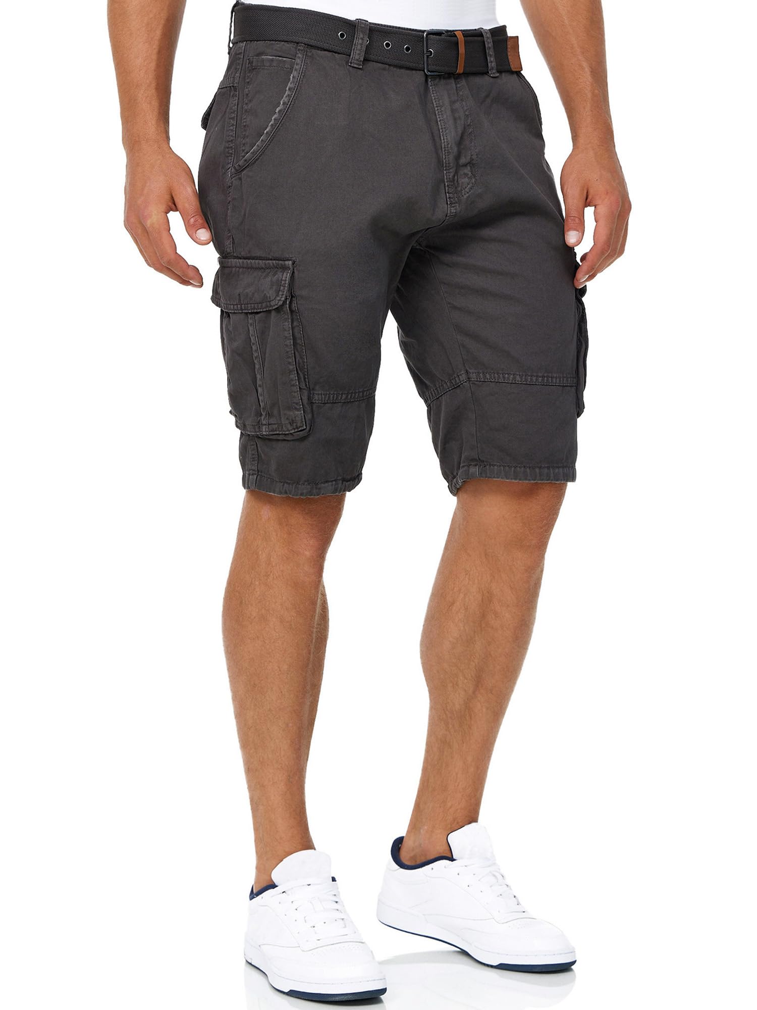 Indicode Herren Monroe Cargo-Shorts mit Gürtel | Bermuda Sommerhose aus Baumwolle für Männer