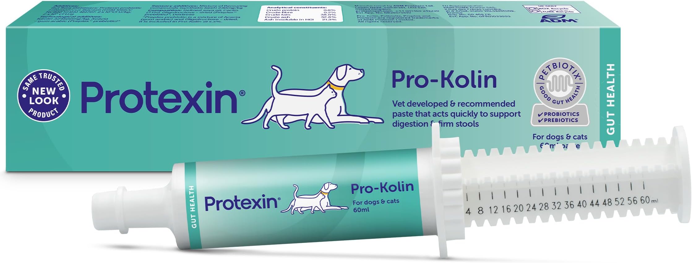 Protexin pet health Pro-Kolin for Dogs and Cats Probiotic Paste and Syringe, 60 ml (Pack of 1)