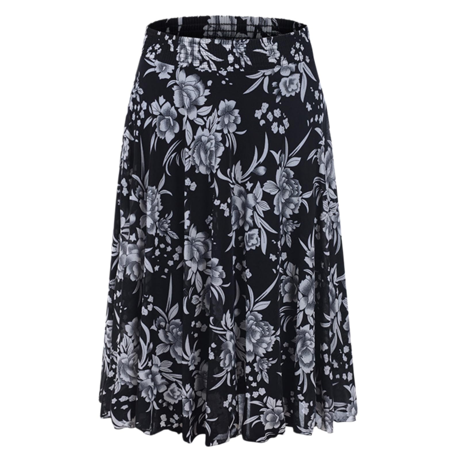 Robe midi plissée florale en soie de glace confortable pour le quotidien