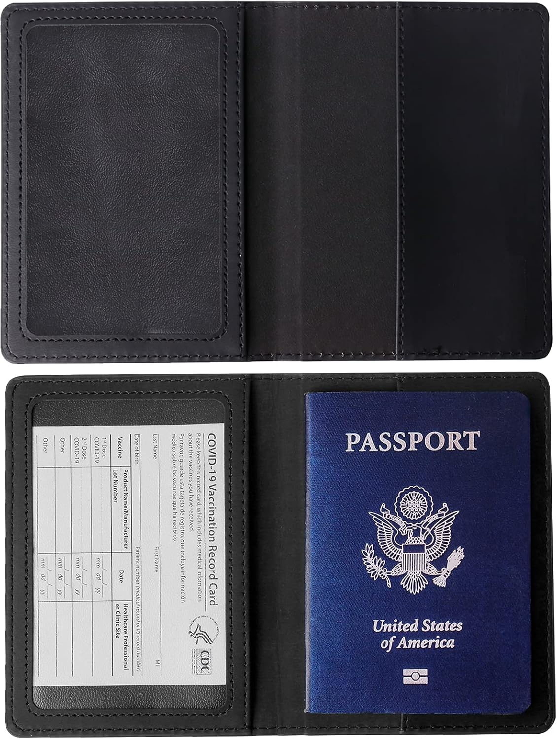  | 2 Pack Passport and Vaccine Card Holder Combo, TOOVREN PU Leather Passport Holder with Vaccine Card Slot Travel Passport Wallet for women & Men | Passport Wallets