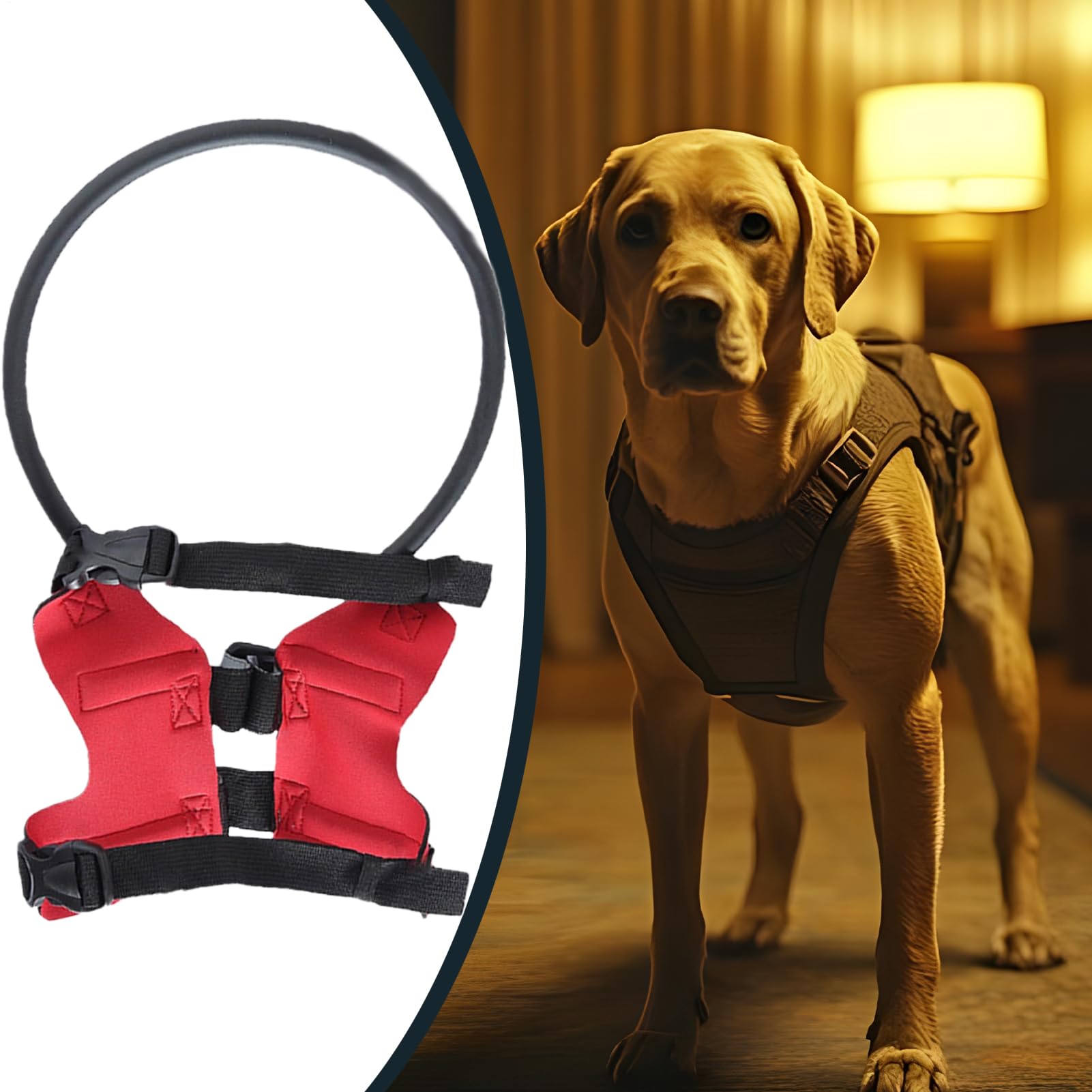 Pettorina ad anello per cani ciechi, per cani non vedenti, collare di sicurezza con equipaggiamento protettivo regolabile, per navigazione al chiuso, passeggiate all'aperto o momenti di