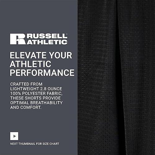 Vista 6 de Russell Athletic Pantalones cortos de malla con bolsillos para hombre