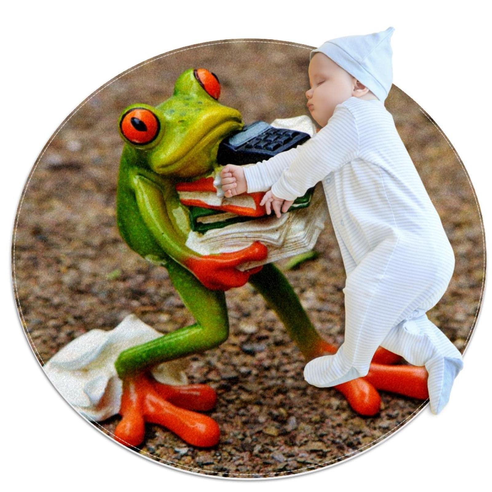 Alfombra infantil de rana para cuarto de juegos de niños y niñas 80x80cm