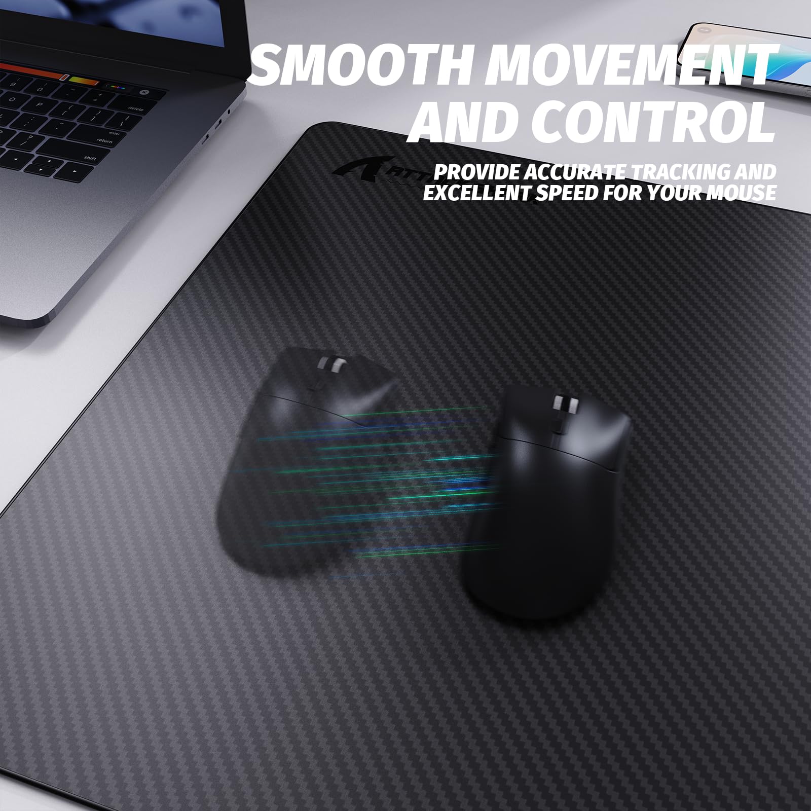ATTACK SHARK Carbon Fiber Gaming Muismat, hoog treksterkte