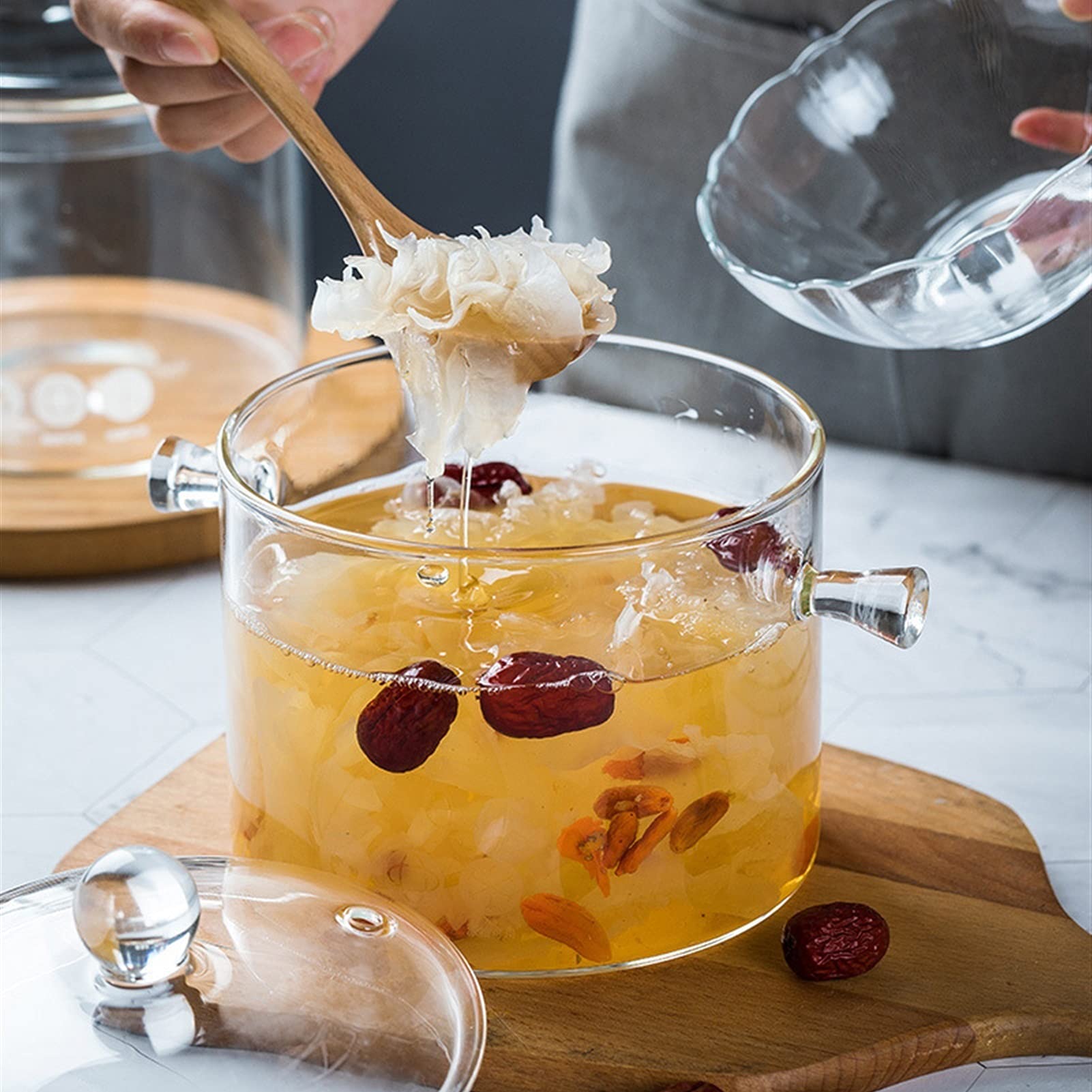 Glasschüssel Glasschalen Große Kapazität Glas Bubble Noodle Salatschale for Studenten Haushalt Hitzebeständigkeit Setz Glas Dessert Frucht Transparente Schüssel Obstschale Glas ( Color : A )
