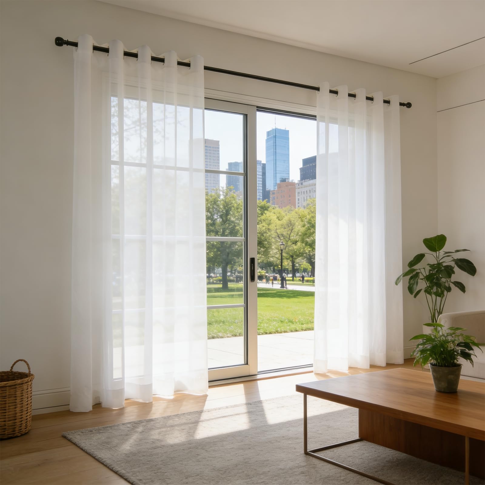 Cortinas blancas de aspecto lino y caída suave decorativa para ventanas