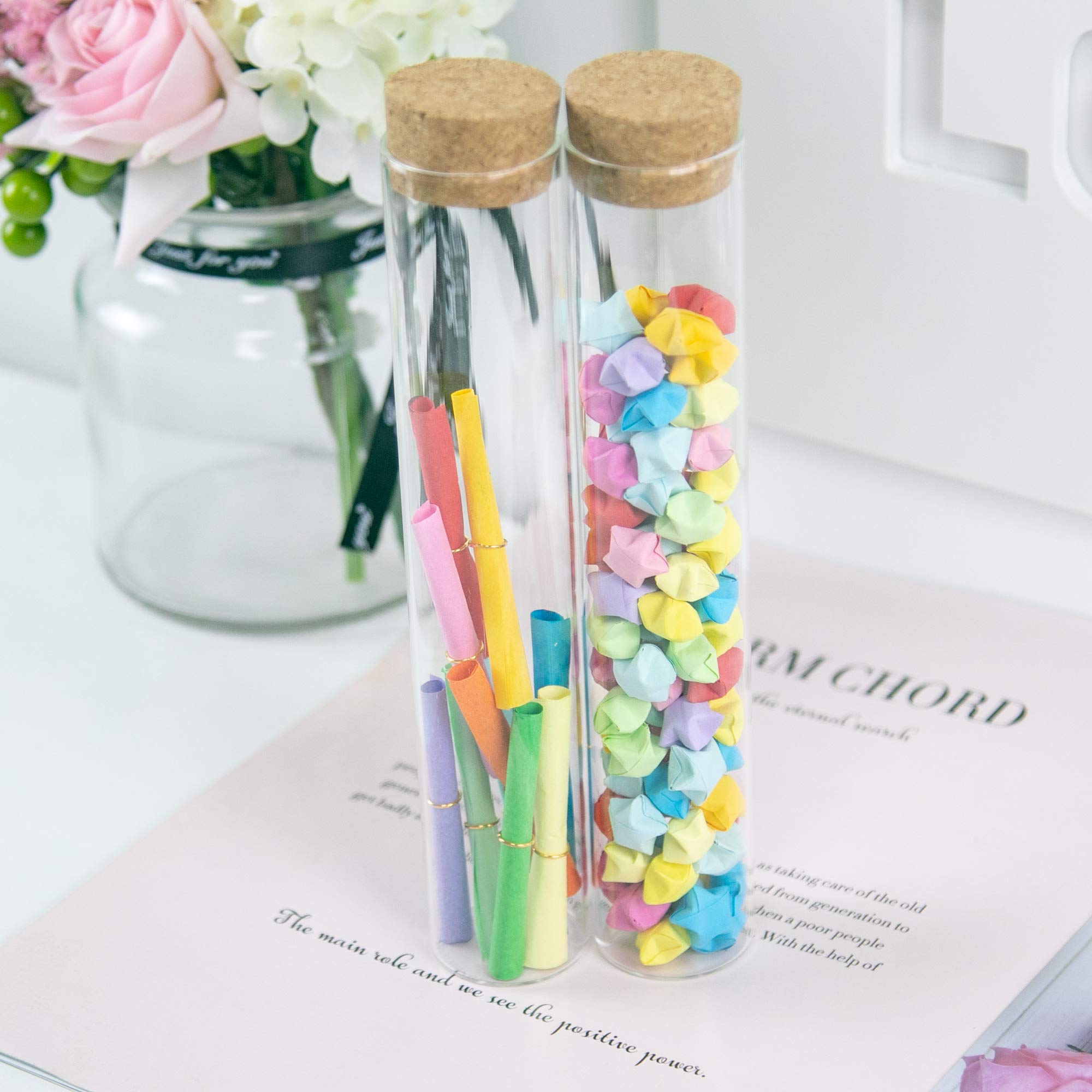 24pcs Bouteille En Verre De Tube à Essai Transparente Avec Bouchon En liège, capacité De Stockage De 70 ml à 150 ml, diamètre extérieur Du Flacon De Tube à Essai De 37 mm (24, 150ml)