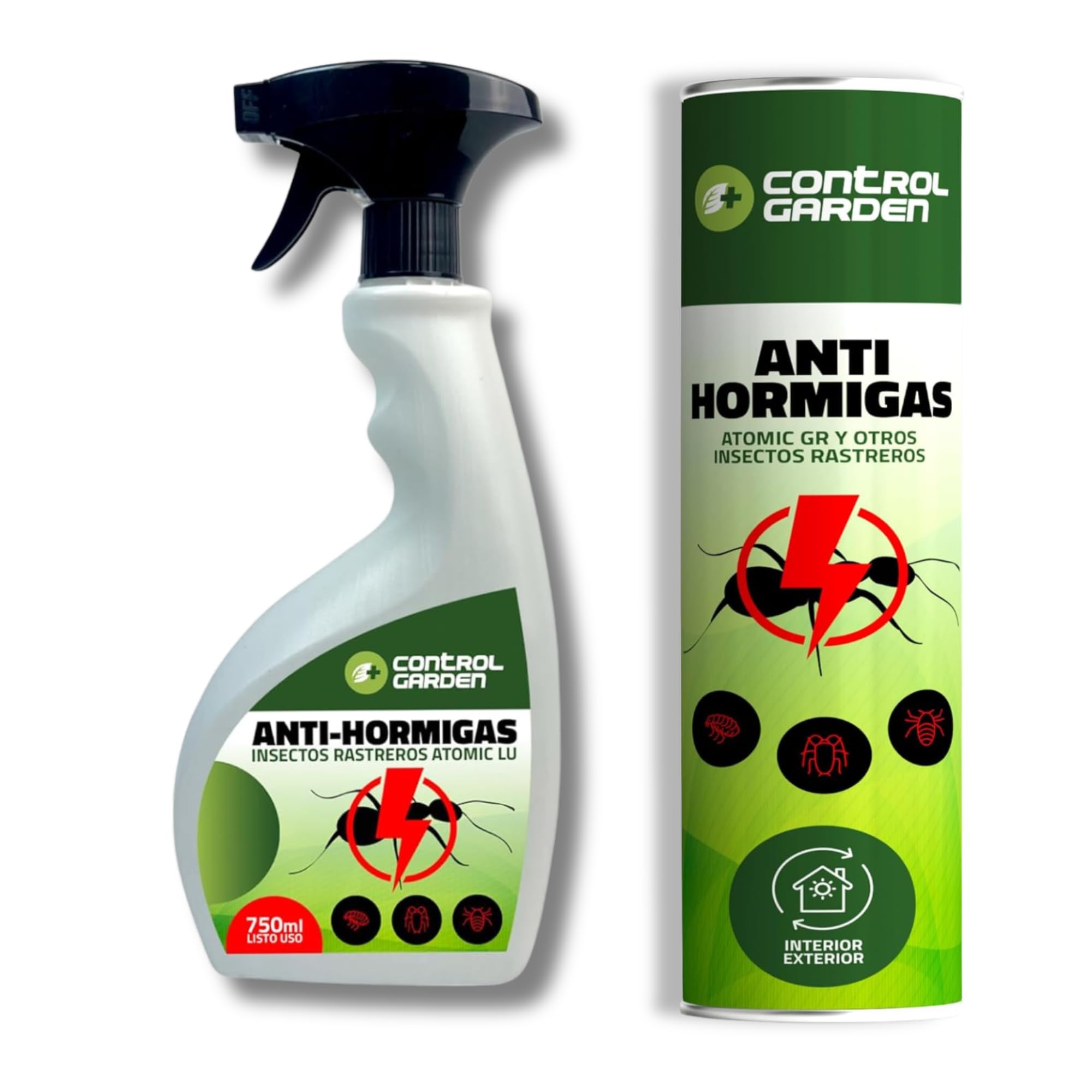 CONTROL GARDEN Pack AntiHormigas Talquera 600 GR + Spray 750 ML | Solución Definitiva Elimina Hormigas, Hormigueros y Colonias | Apto Interior y Exterior | Chinches, Cucarachas e Insectos Rastreros