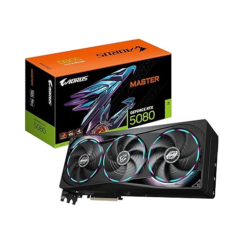 GIGABYTE AORUS GeForce RTX 5080 Master 16G Graphics Card, WINDFORCE Cooling System, 16GB 256-bit GDDR7, GV-N5080AORUS M-16GD Video Card - AORUS - RTX5080