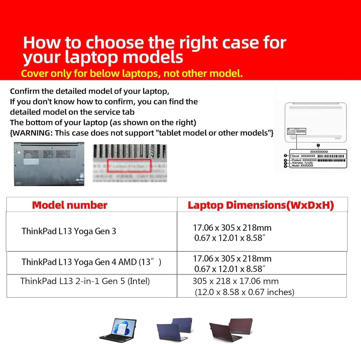 Laptop Cover for Lenovo ThinkPad L13 Yoga Gen 4/ Gen 3/ThinkPad L13 2-in-1 Gen 5 (Intel) 13inch All-Inclusive Laptop Notebook Sleeve Detachable Shell (Black)