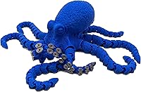 Vista 22 de 3D Printed Octopus - Customizable, Made to Order Articulated Animal Model (X-Large, Purple with Lime Green Tentacles)