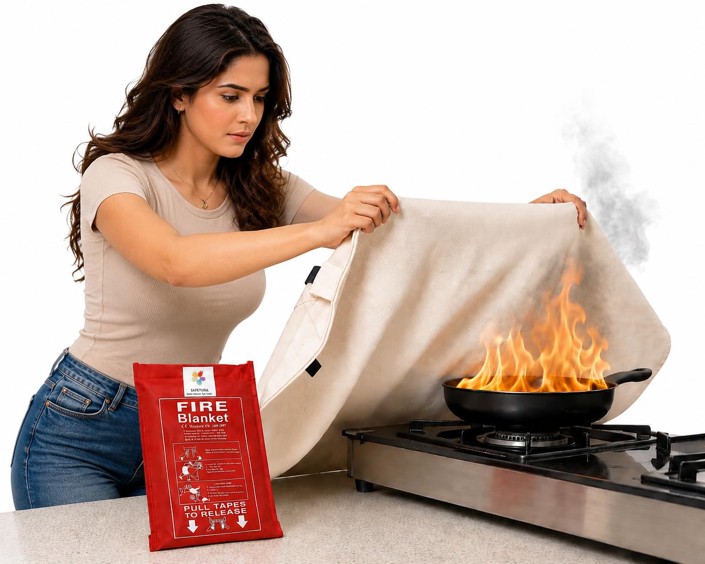 Emergency Fire Blanket (2 x 2 Mtr) for Home, Kitchen, Office & Car | Premium Fire Blanket for Home, Kitchen, Office & Car Heat Resistant Fire Safety Blanket-picture-10