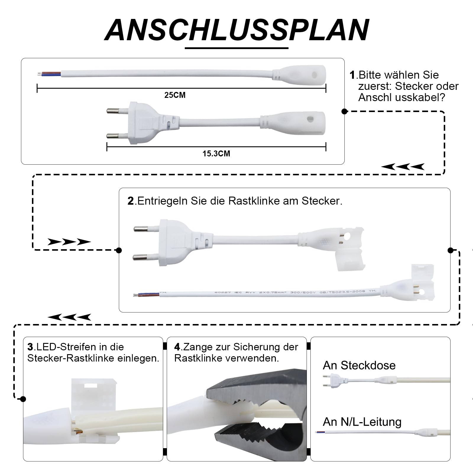 COB LED Streifen 230V 10m Warmweiß 3000K IP67 dimmbar | 296 LEDs/m, direkt an AC 230V ohne Trafo, zuschneidbar alle 12,5 cm, PVC Schlauch für Innen & Außen