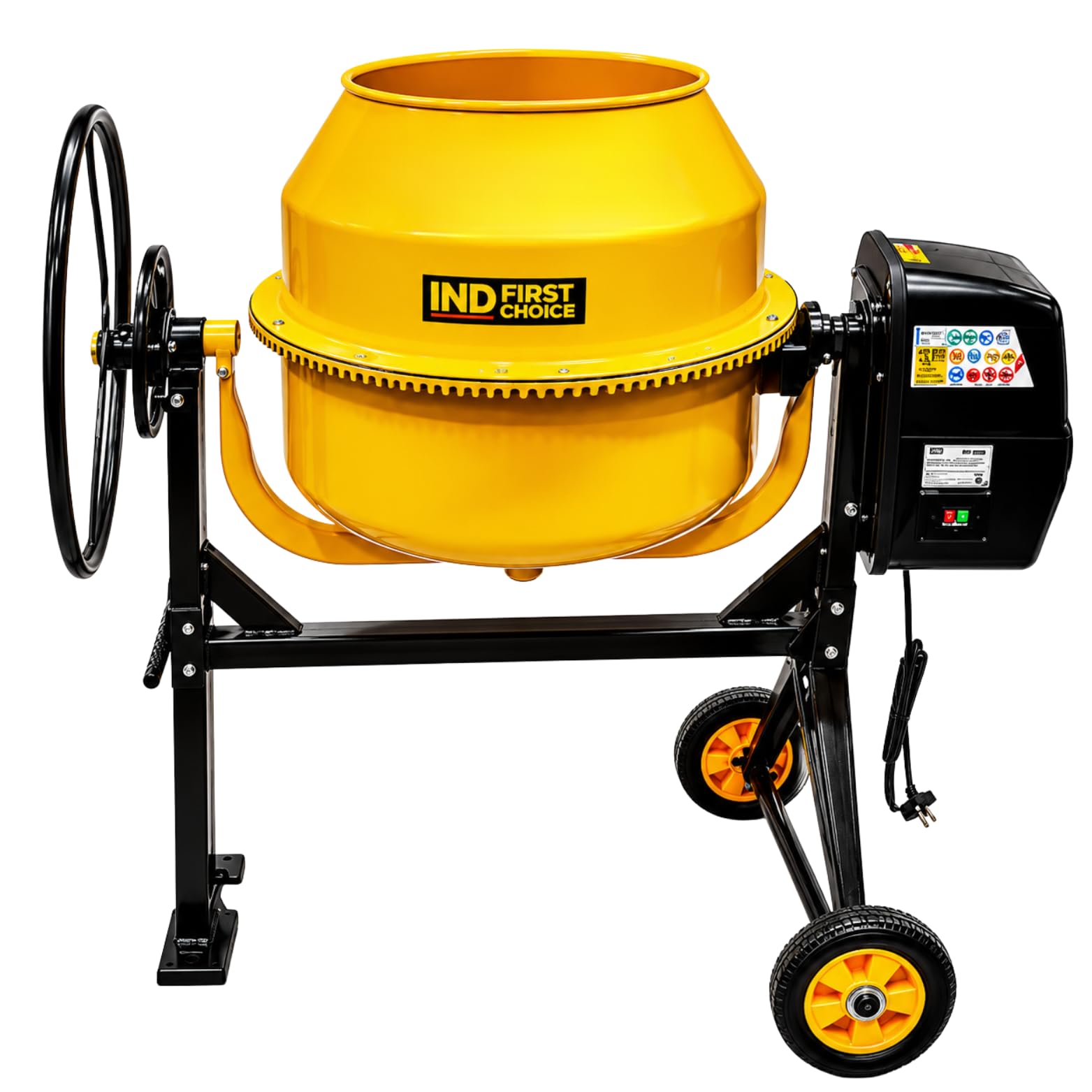 IND 250 L Electric Concrete Mixer Machine | 1200W Single Phase Motor | Portable Heavy Duty Cement Mixer for Construction | DRUM discount deal