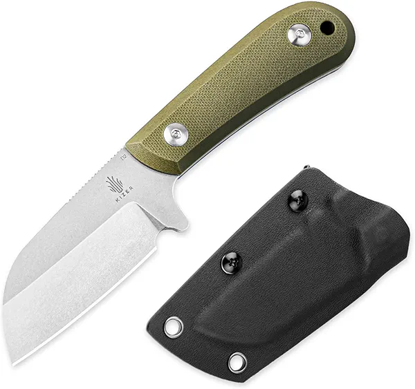 Kizer Deckhand Fixed Blade Knife with Sheath, D2 Blade Camping Knife G10 Handle, Fixed Blade EDC Knives for Men Women, Outdoor Hunting Hiking Survival Knives 1062M2