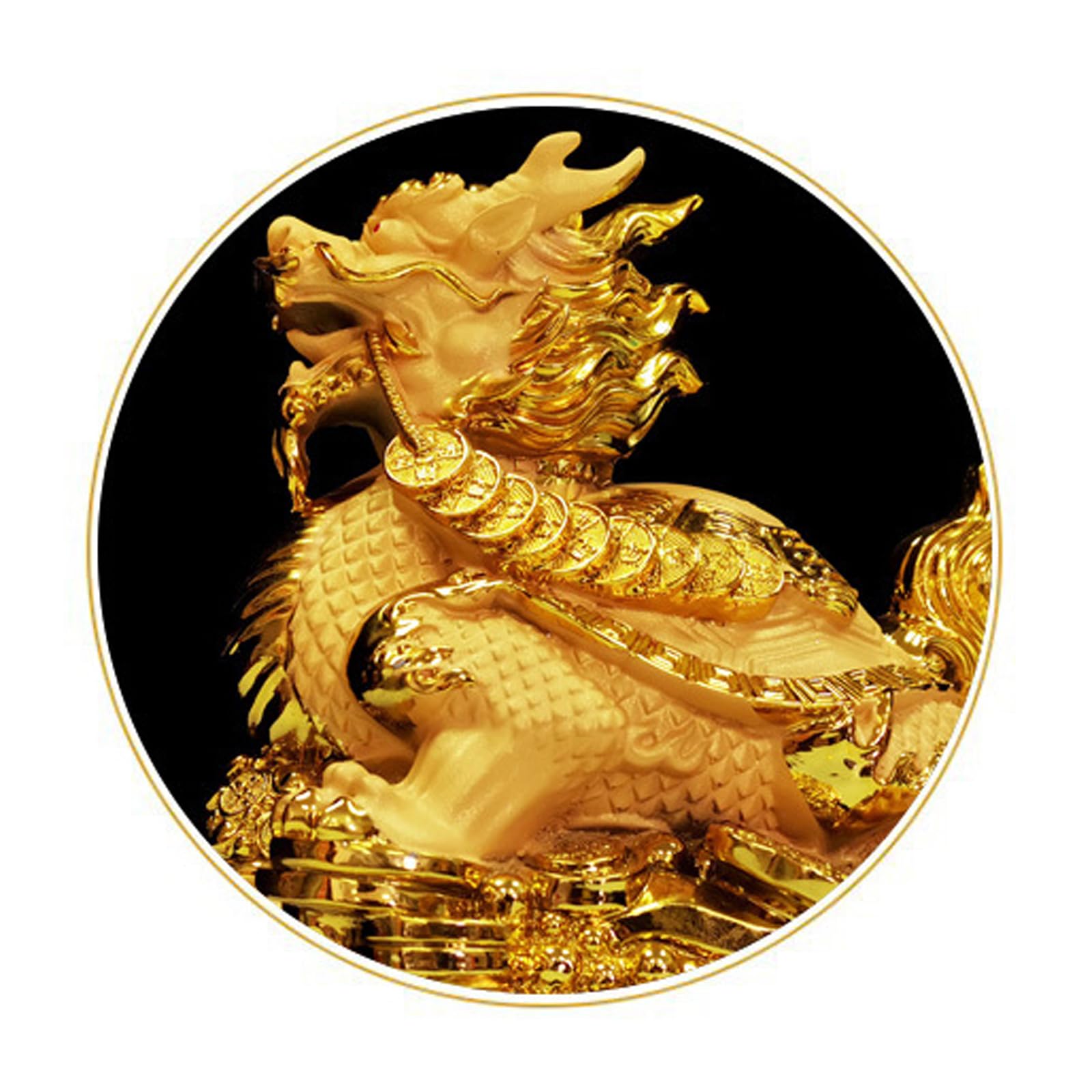 Amazon.co.jp: 中国の龍亀風水像、2024年新年の龍の像10インチの