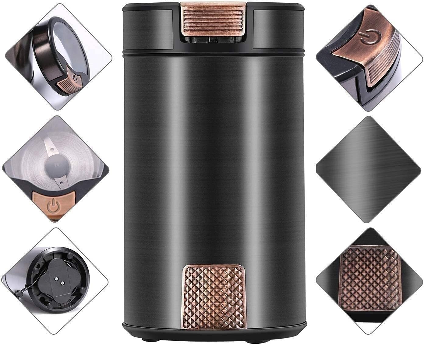 Electric Coffee Grinder, 200W Spice & Bean Grinder, Stainless Steel Blades, 50g Capacity, One-Touch Control, Multifunctional