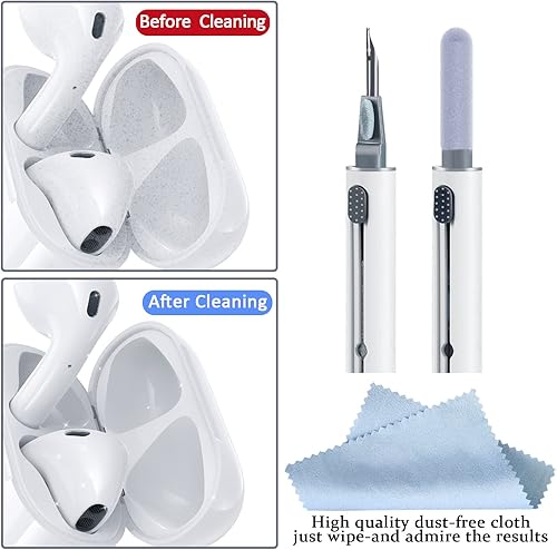 Miniatura 3 de Kit de limpieza de auriculares de 2 piezas, bolígrafo de limpieza multifunción con esponja de flocado de cepillo suave, adecuado para auriculares