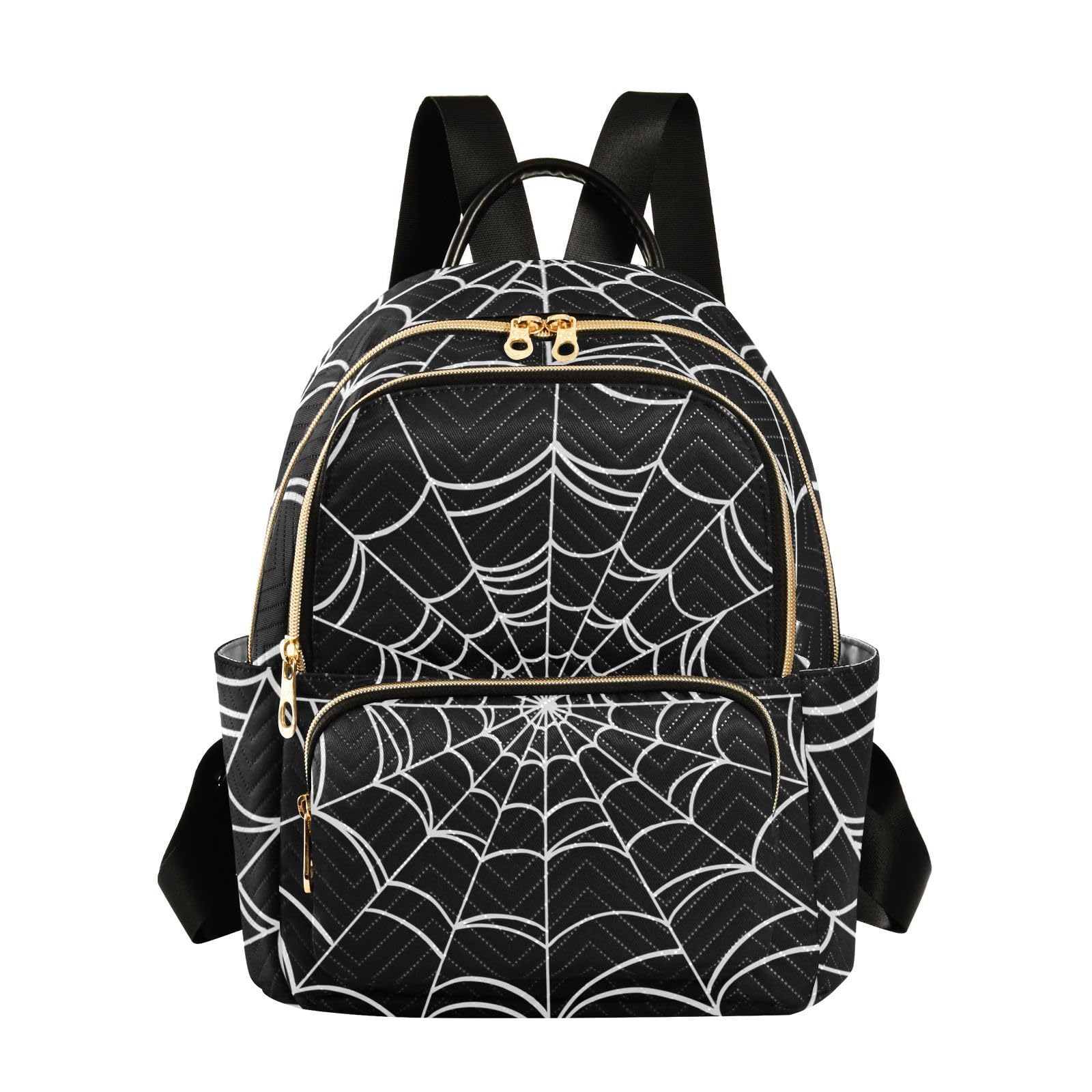 NCRJCZQL Spider Web Quilted Backpack Purse for Women Fashion Small Backpack Shoulder Bag Travel Casual Daypack S