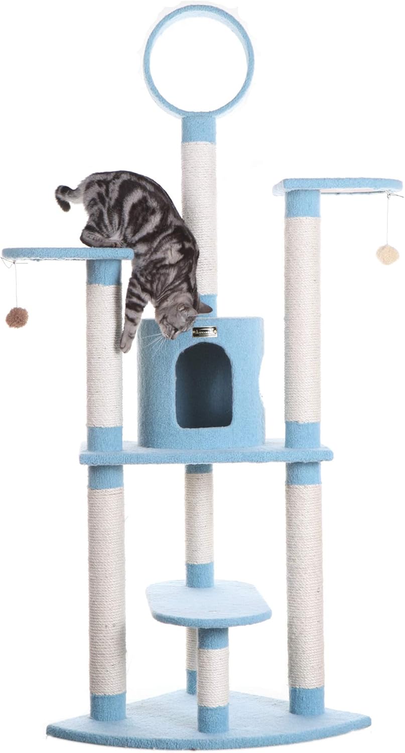 Armarkat 65-Inch Cat Tree, Model B6605, Sky Blue