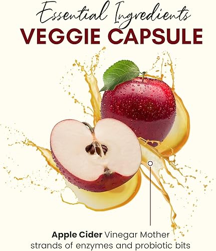 Miniatura 6 de Vinagre de sidra de manzana orgánico con la madre - Cápsulas de 1200 mg para un bienestar óptimo, sin gluten, sin OMG, 120 cápsulas vegetales -