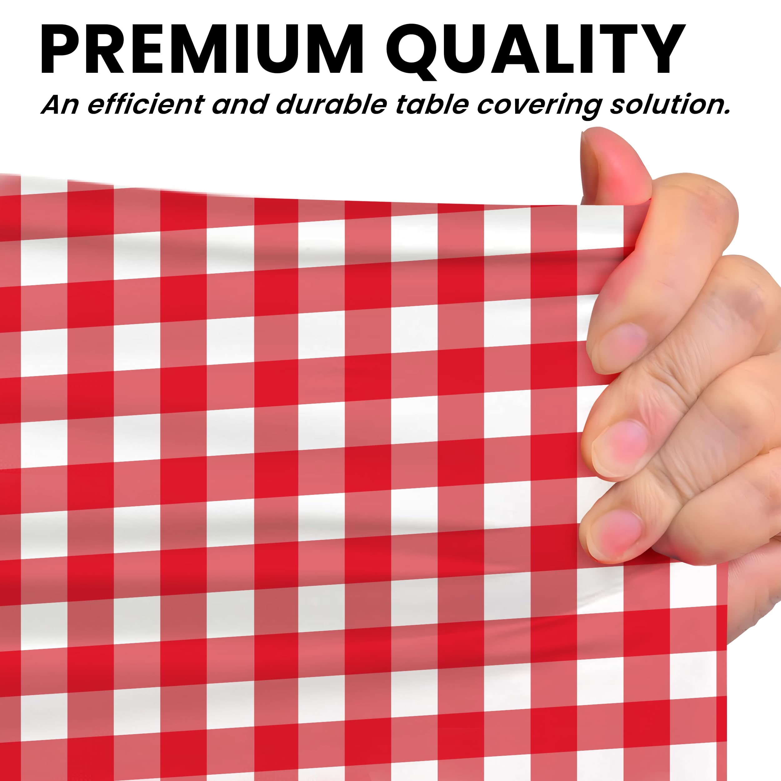 LEMON + Co. Rouleau de nappe en plastique de qualité supérieure - Motif vichy rouge - 137,2 cm x 30,5 m - Pour fêtes - Avec boîte de découpe - Rectangulaire et ronde - Jetable