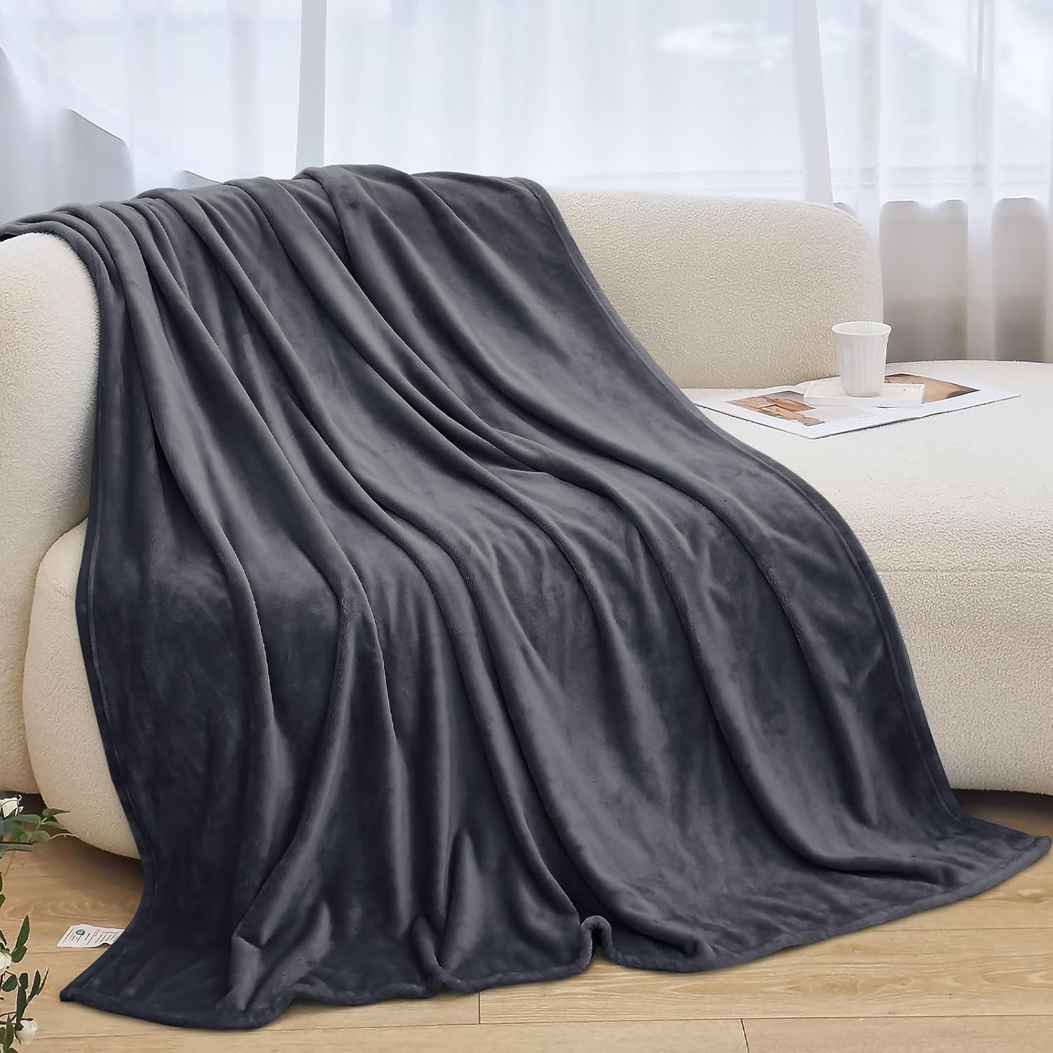 Ultra Soft Fleece Throw Blanket, Silky Flannel Fuzzy Blanket for All Season, Cozy Lightweight Blanket for Couch, Bed, Sofa, 50" x 60", Gray, Throw - Image 5