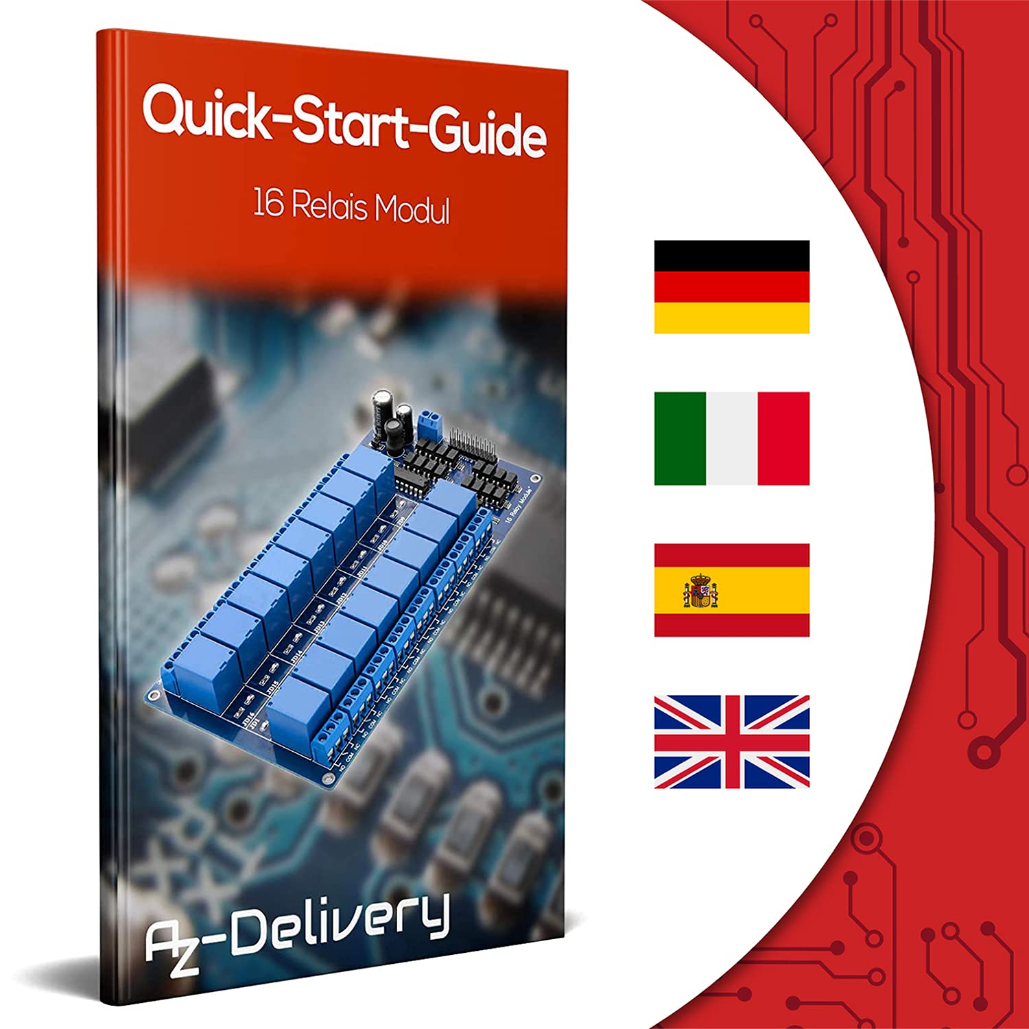 AZDelivery 16-Relay Moduł 12V z Optocoupler Low-Level Trigger kompatybilny z Arduino tym e-Book!