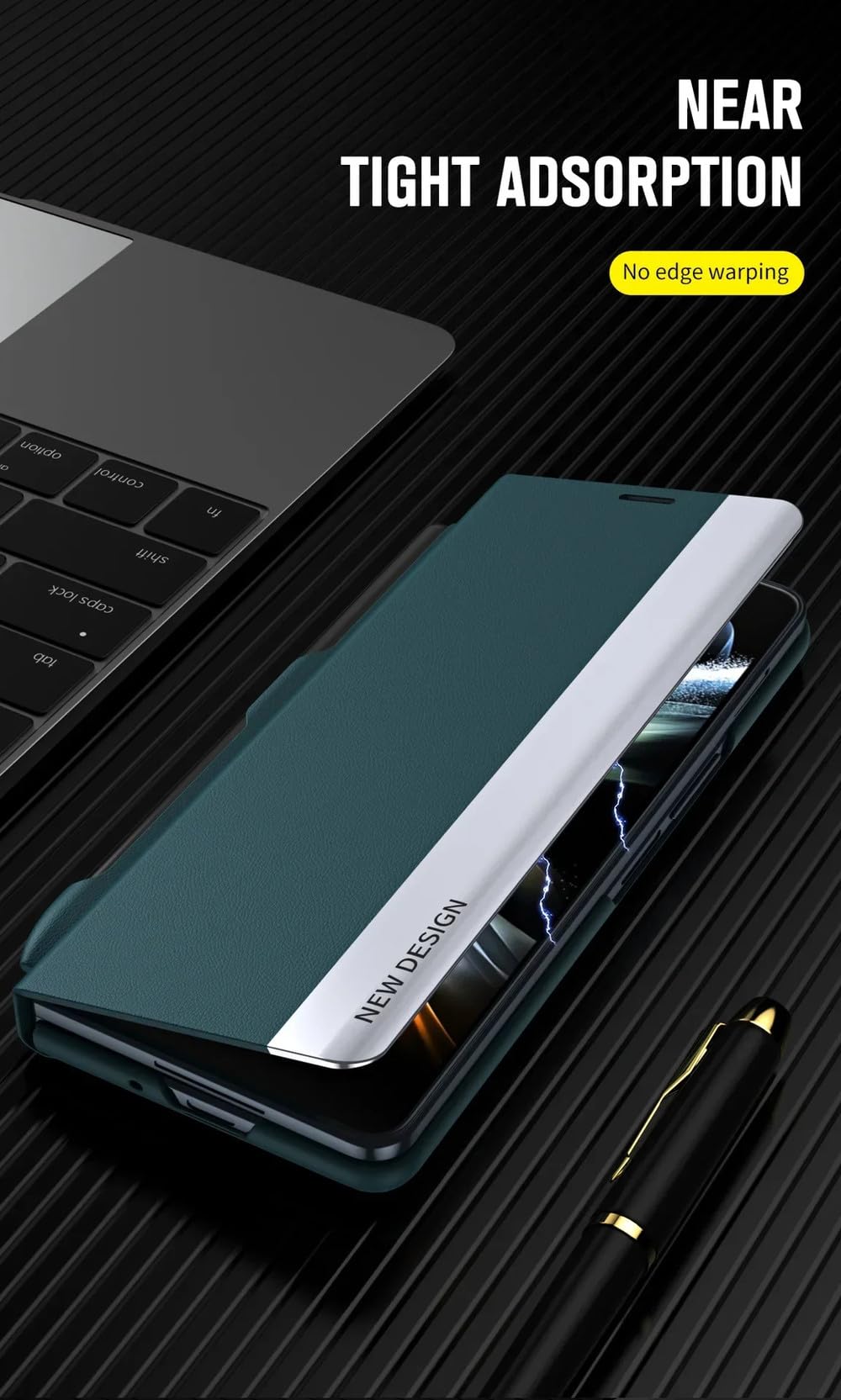 Funda magnética con Ranura para bolígrafo y Funda para teléfono con bolígrafo para Samsung Galaxy Fold6 Funda con Tapa para Galaxy Z Fold 5 4 2 3 Funda Protectora, bolígrafo Accesorio Negro, para Sam