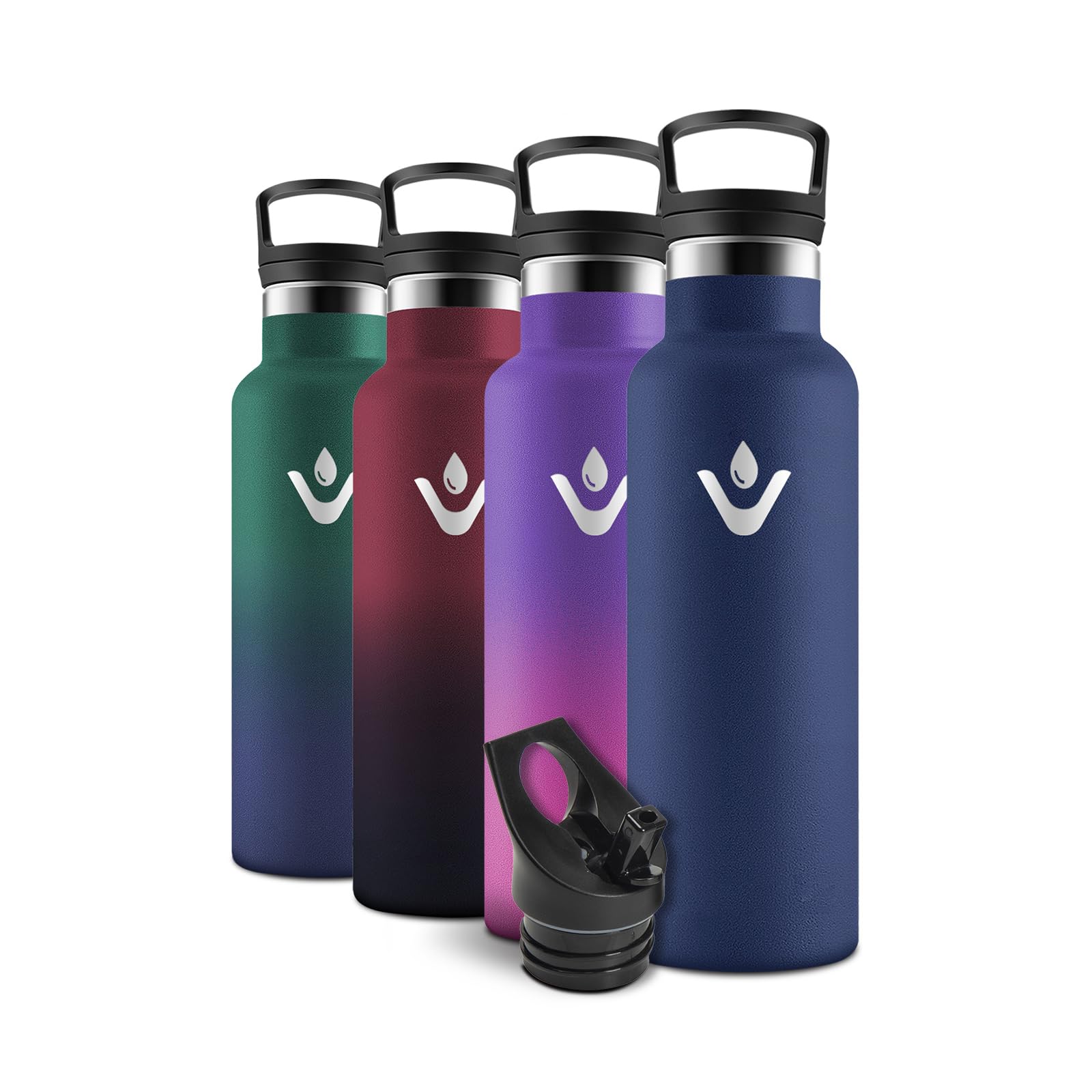 Motswedi Water Bottle, 500 ml BPA Free, Insulated Bottle, 18/8 Stainless Steel, Water Bottle, with Straw&2 Lids, Insulated Bottle for School, Playground, Navy Blue