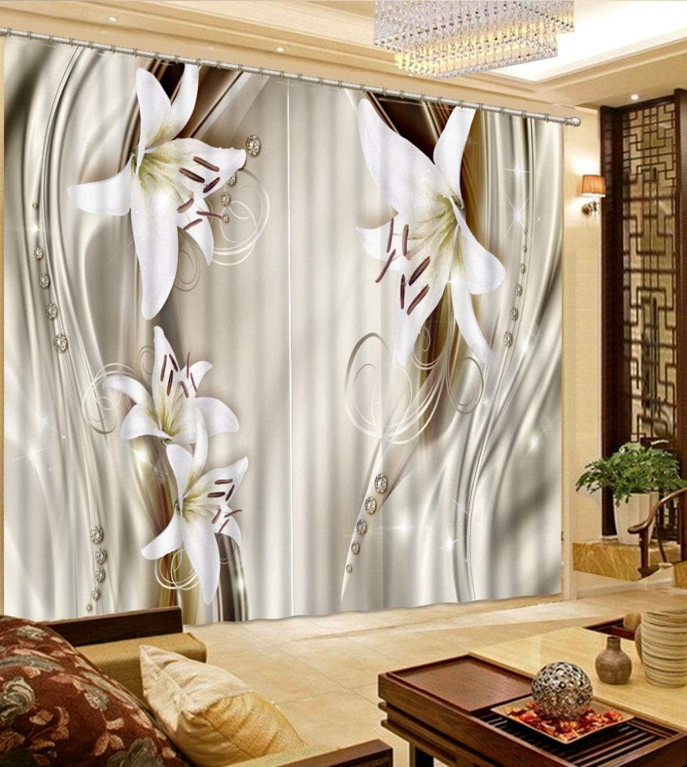 Wapel Fashion Window Curtain Luxury Curtains For Living Room Bedroom Beautiful Flower 3D Blackout Sheer Curtains 260X400CM