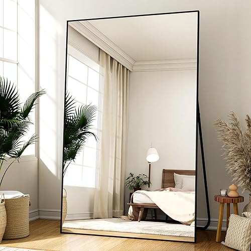 Vista 31 de Espejo de longitud completa de 34 x 76 pulgadas con soporte, espejo rectangular grande para dormitorio, sala de estar o armario, montado en la pared